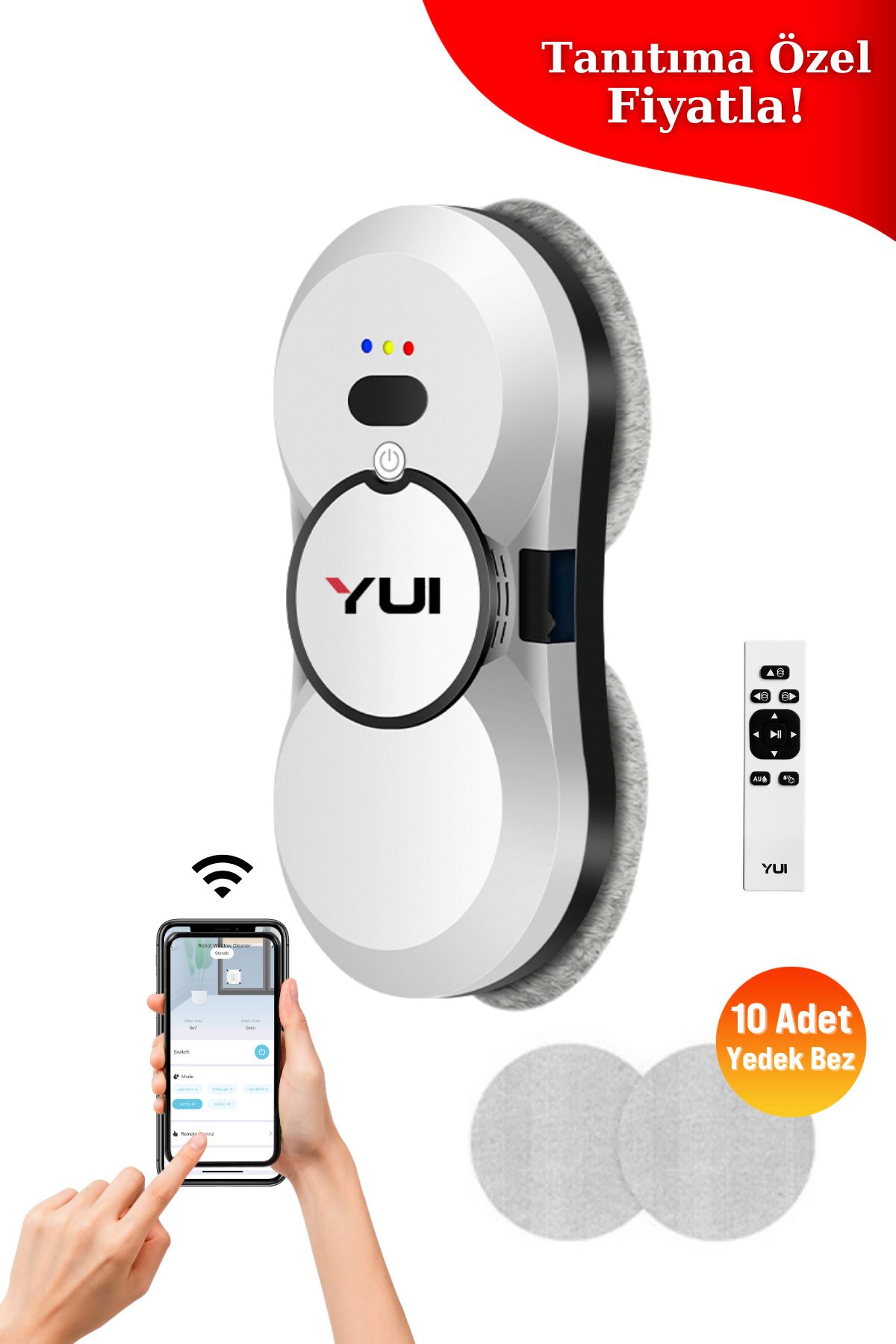 Yui Cs16 Pro 2024 Kumandalı -smart Uygulamalı Su Püskürtme 2800 Pa Akıllı Cam Silme Robotu