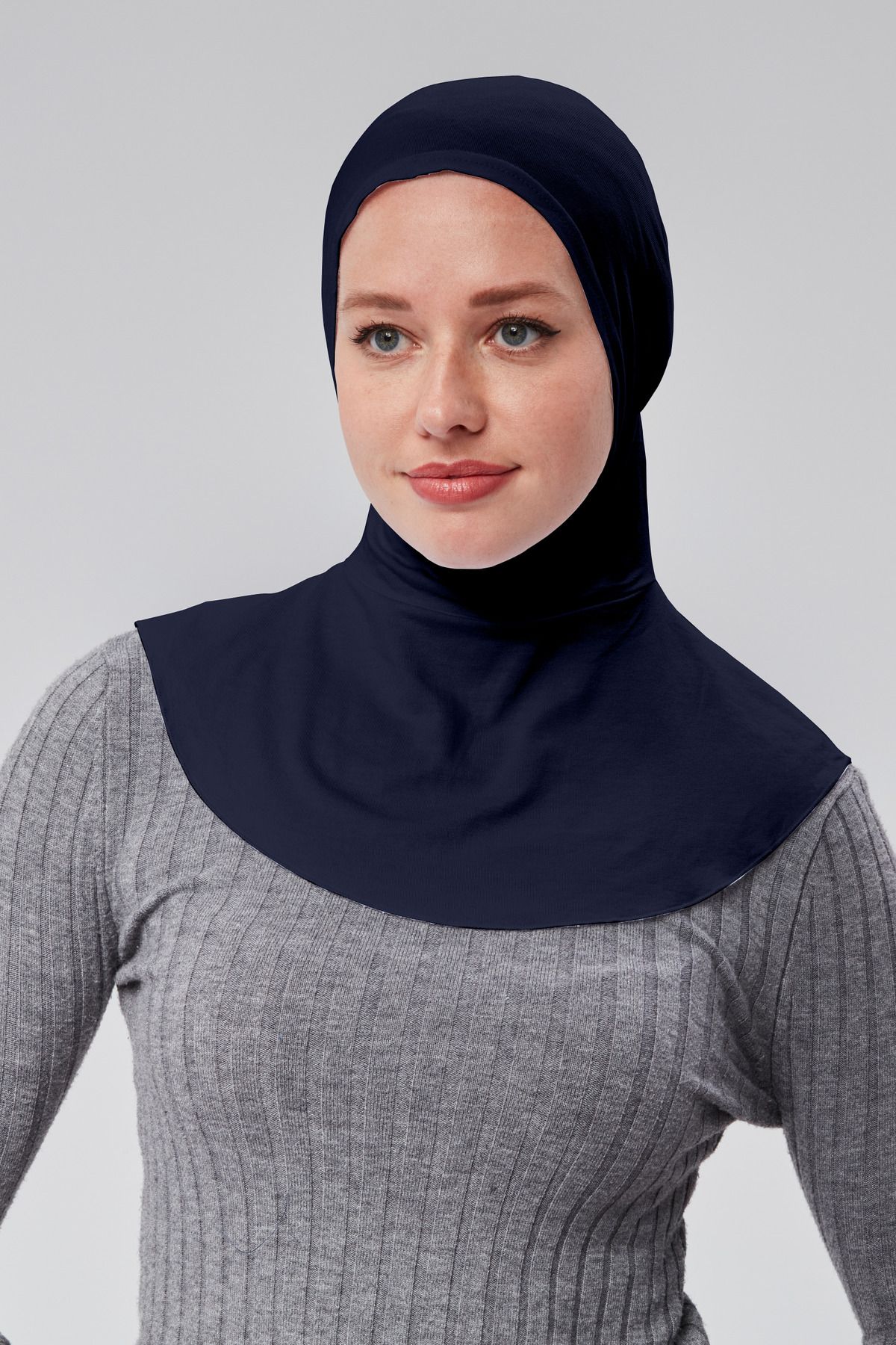 Sonbaharmoda-navy Blue Women'S SportS Hijab - Practical Hijab, neck Collar, Snap Bonnet Combed Cotton S200 1