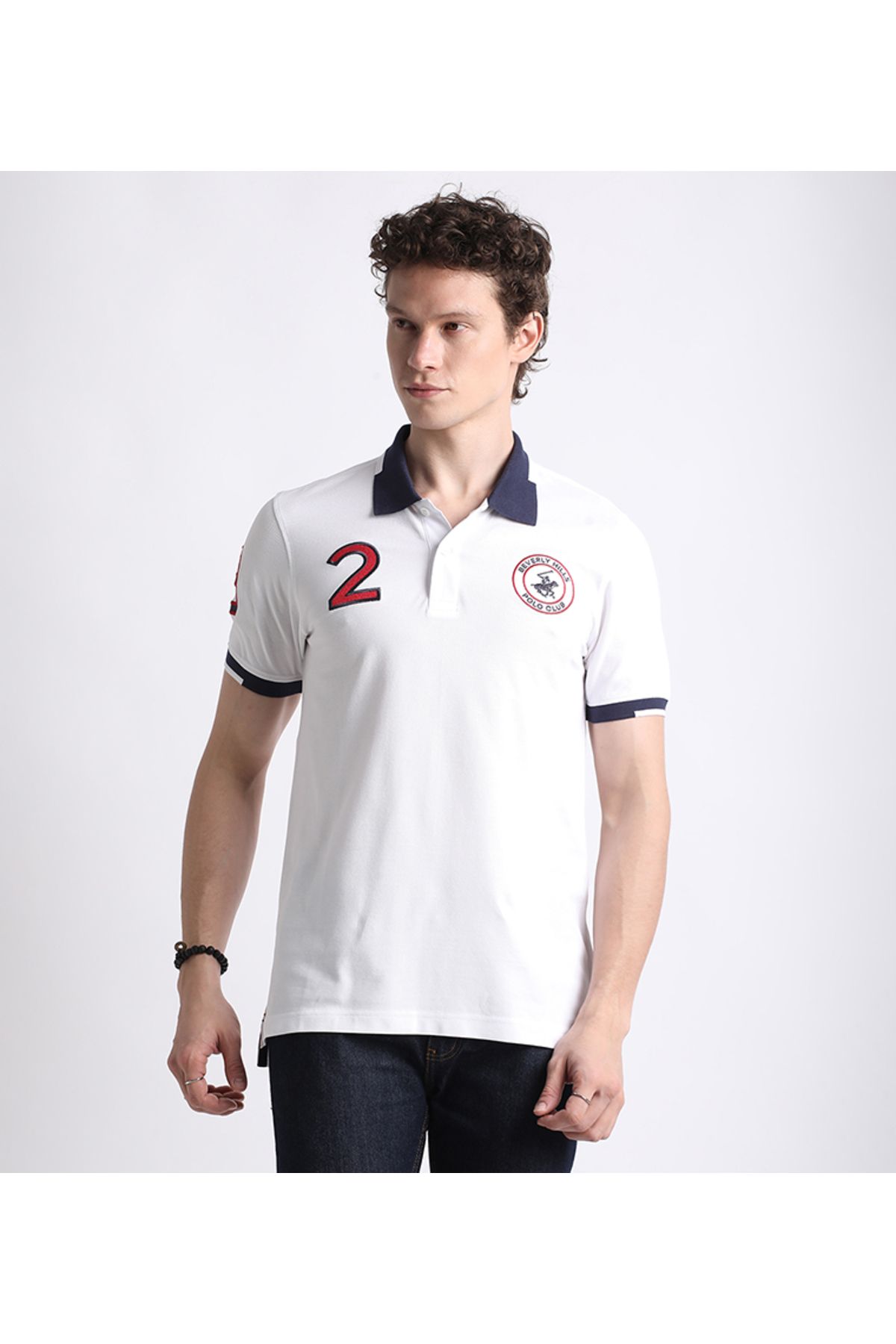 Bhpc-Beverly Hills Polo Club Mens White Polo T-Shirt 1