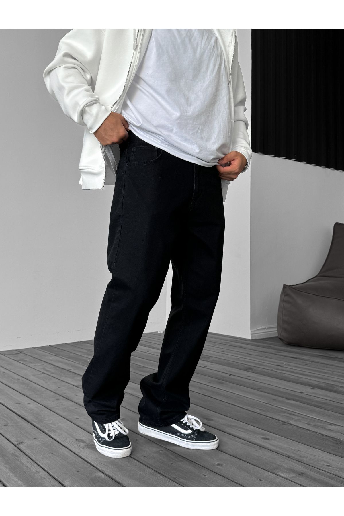 BYBASICMAN-Df-2529 Model Black Baggy Jean 6