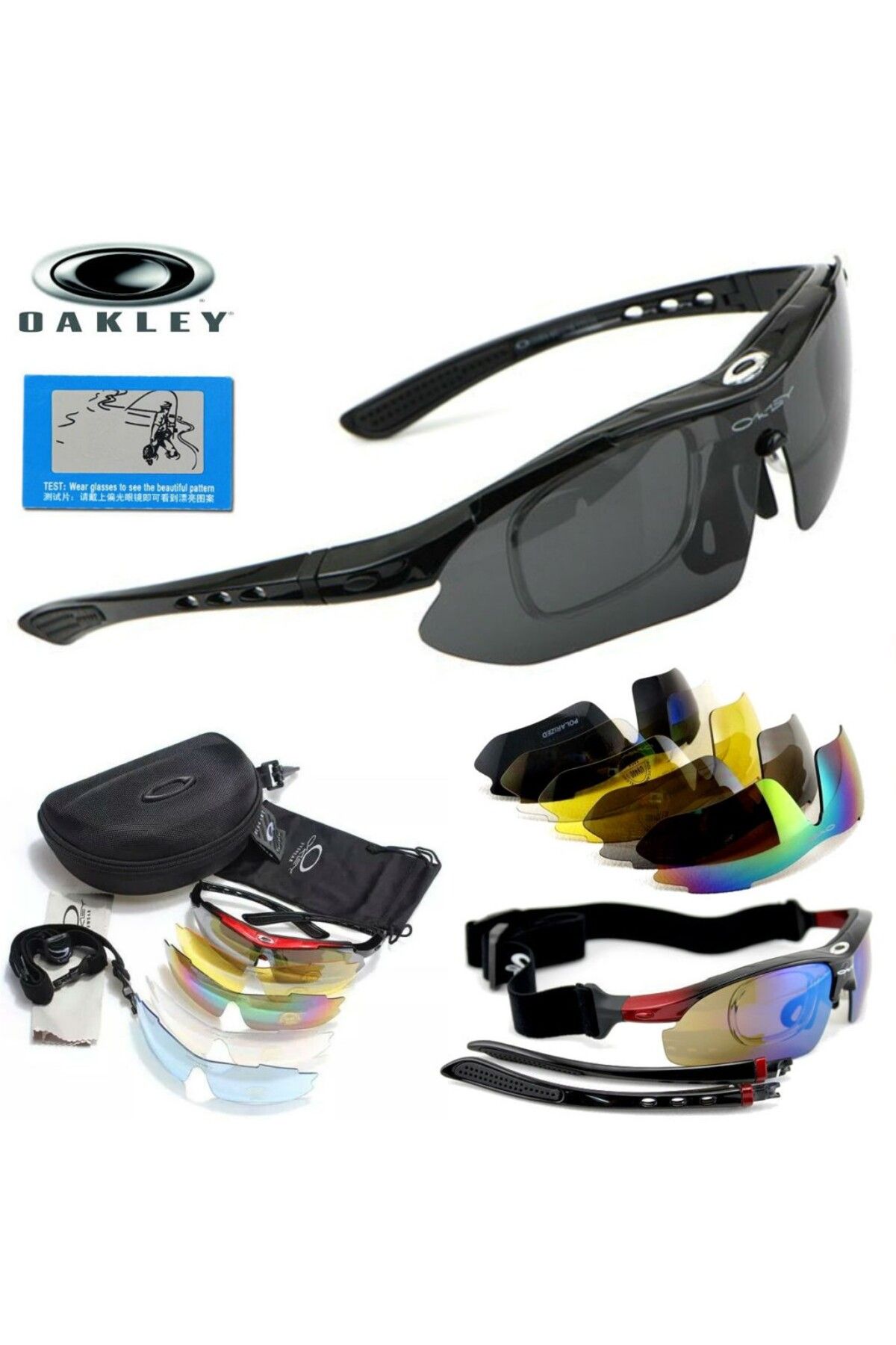 nuhtactical Oakley Polarize 5 lensli taktikal gözlük / Tactical gözlük / Bisiklet Gözlüğü