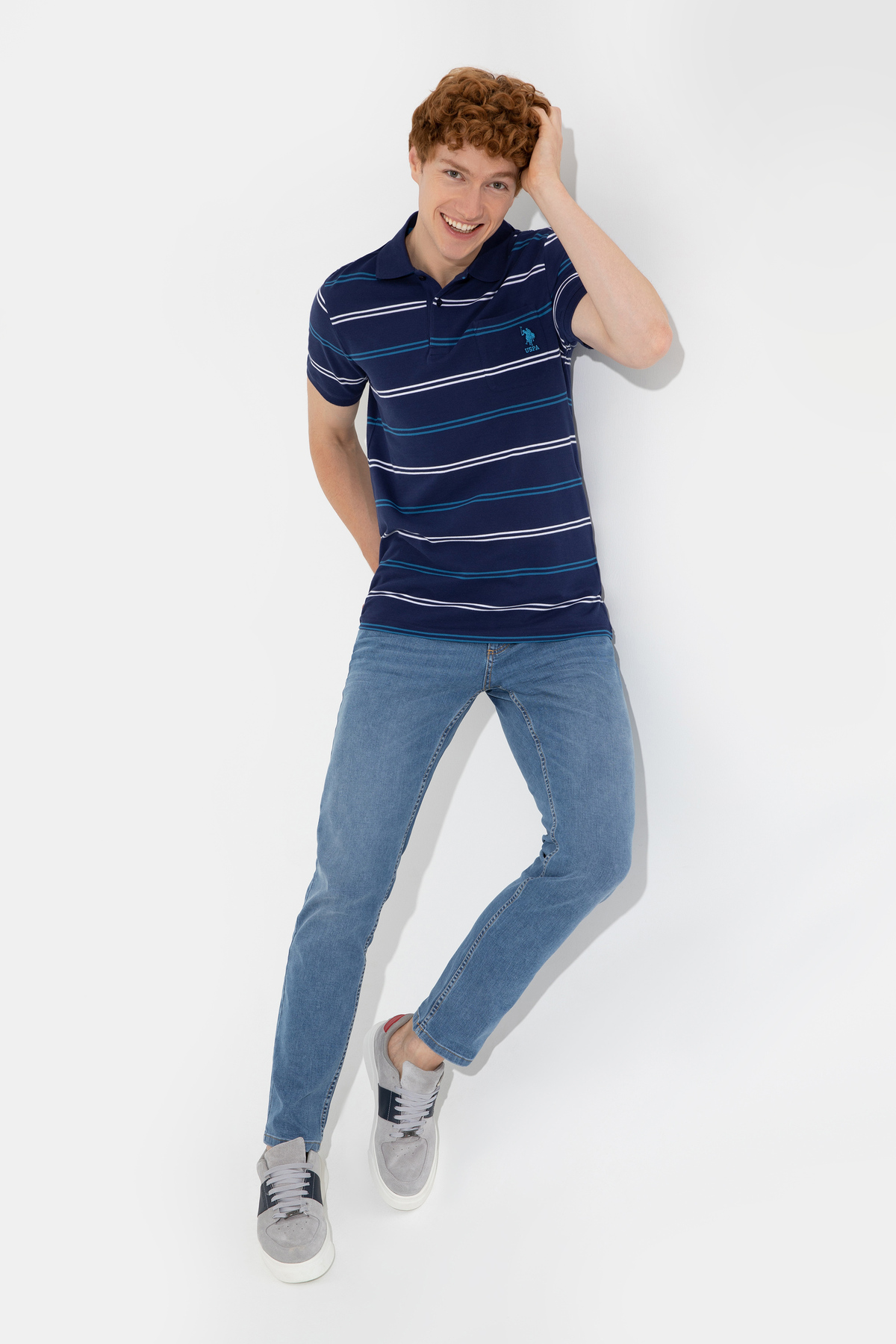 یو اس پولو پولو شرت مردانه سرمه‌ای کد ۵۰۲۴۷۷۸۴-VR033