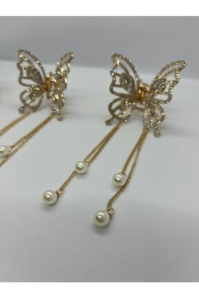 AYBÜŞ AKSESUAR Kelebekli İncili Mandal Toka