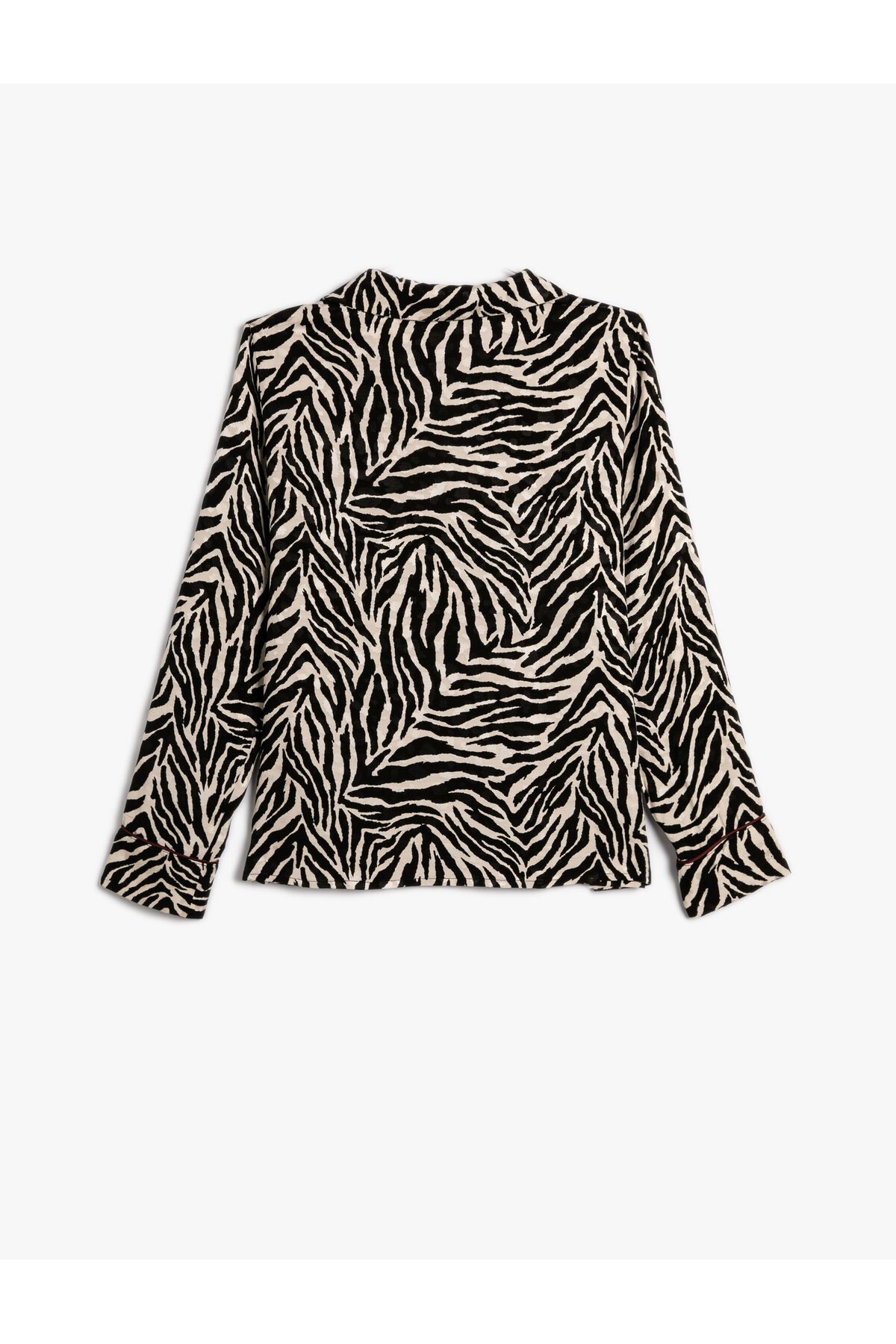 Koton-Zebra Patterned Pajama Top Buttoned Long Sleeves with Pockets 2