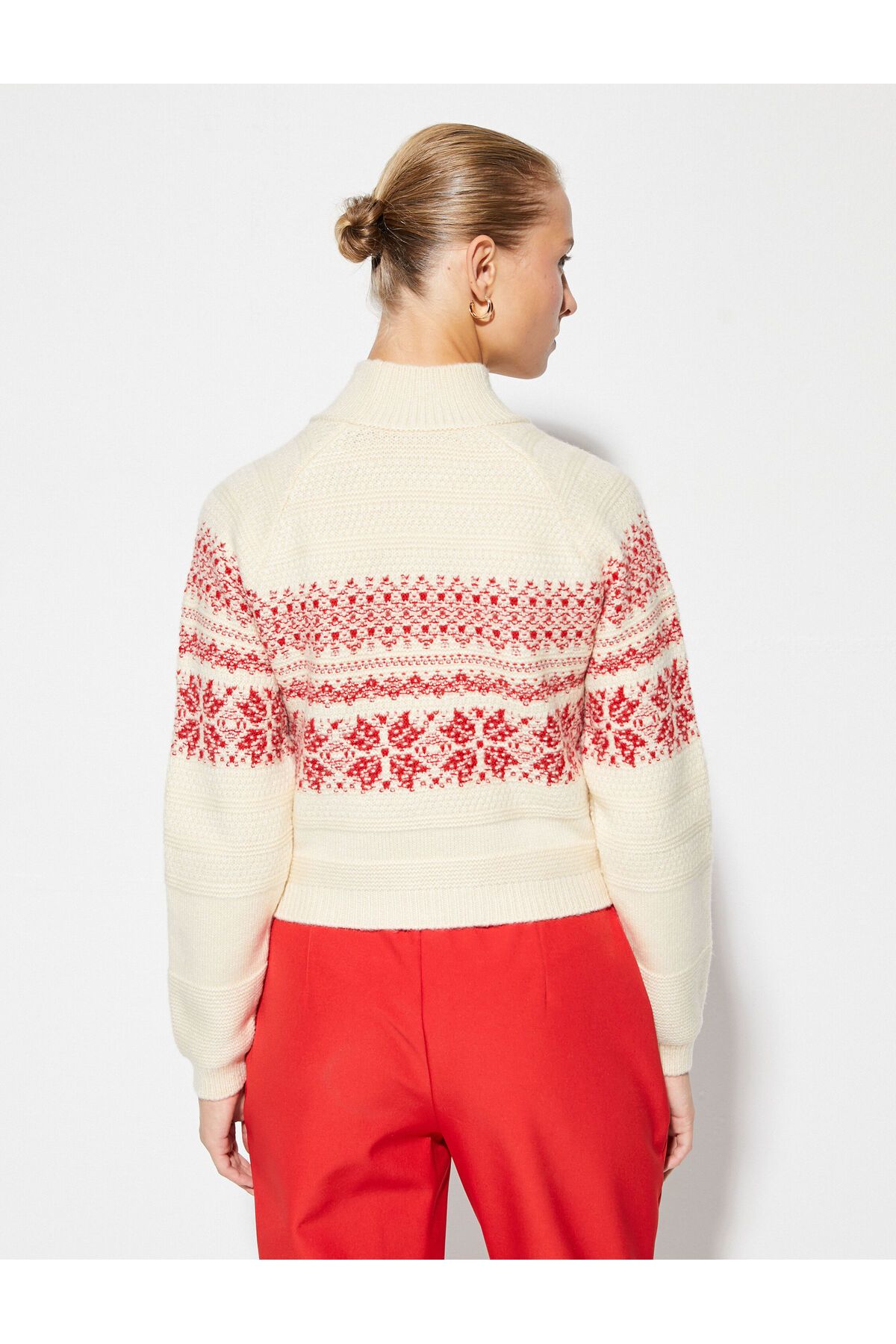 Koton-Turtleneck Sweater Knitted Textured Patterned 4