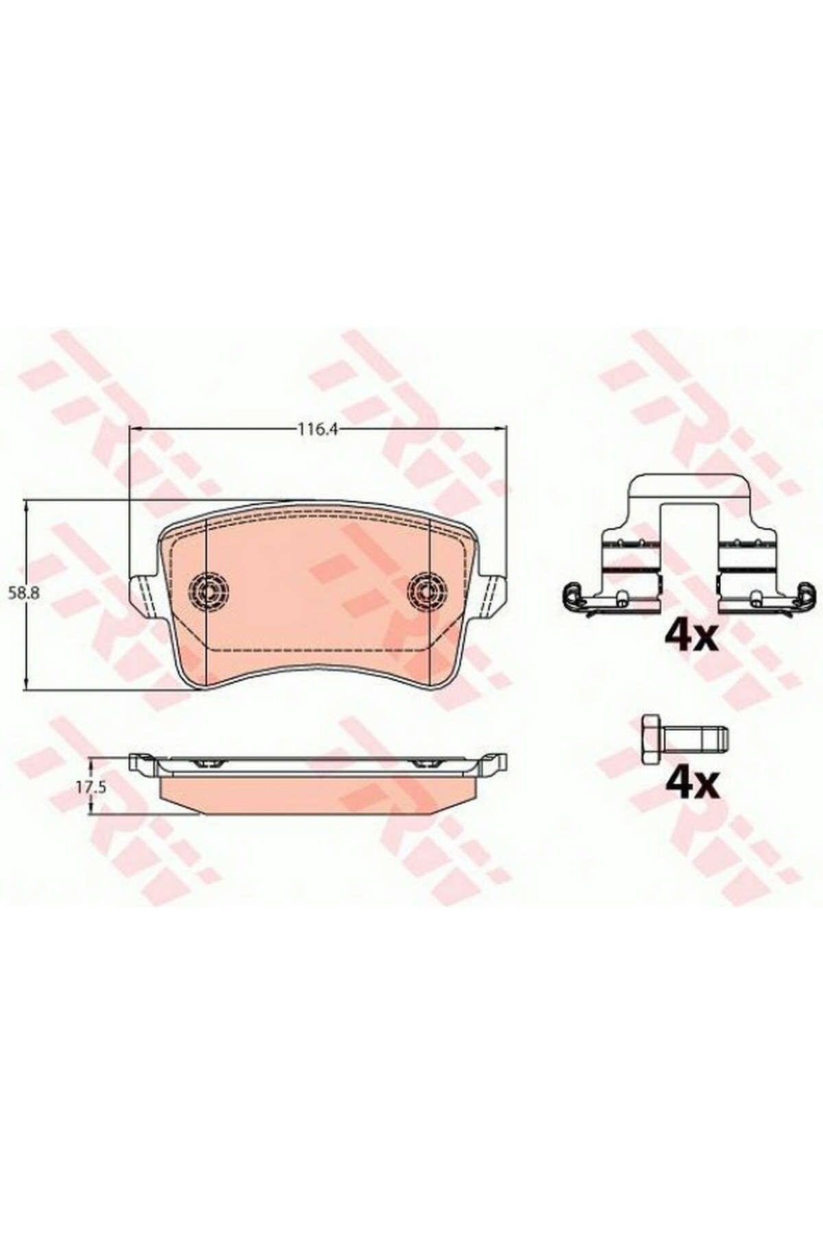 TRW DİSK FREN BALATASI ARKA AUDI A4 2007 - 2015, A4 ALLROAD 2009 --, A5 2007 --, Q5 2008 -- 18051