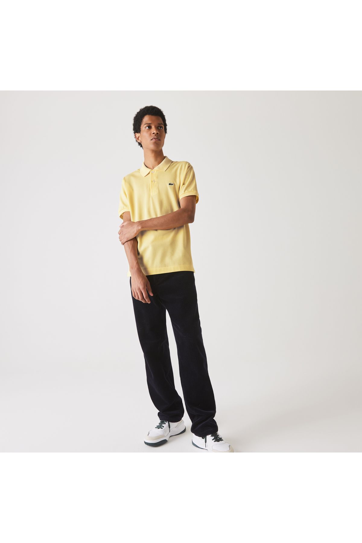 تی شرت یقه پولو زرد مردانه L.12.12 کلاسیک مناسب چوگان Lacoste