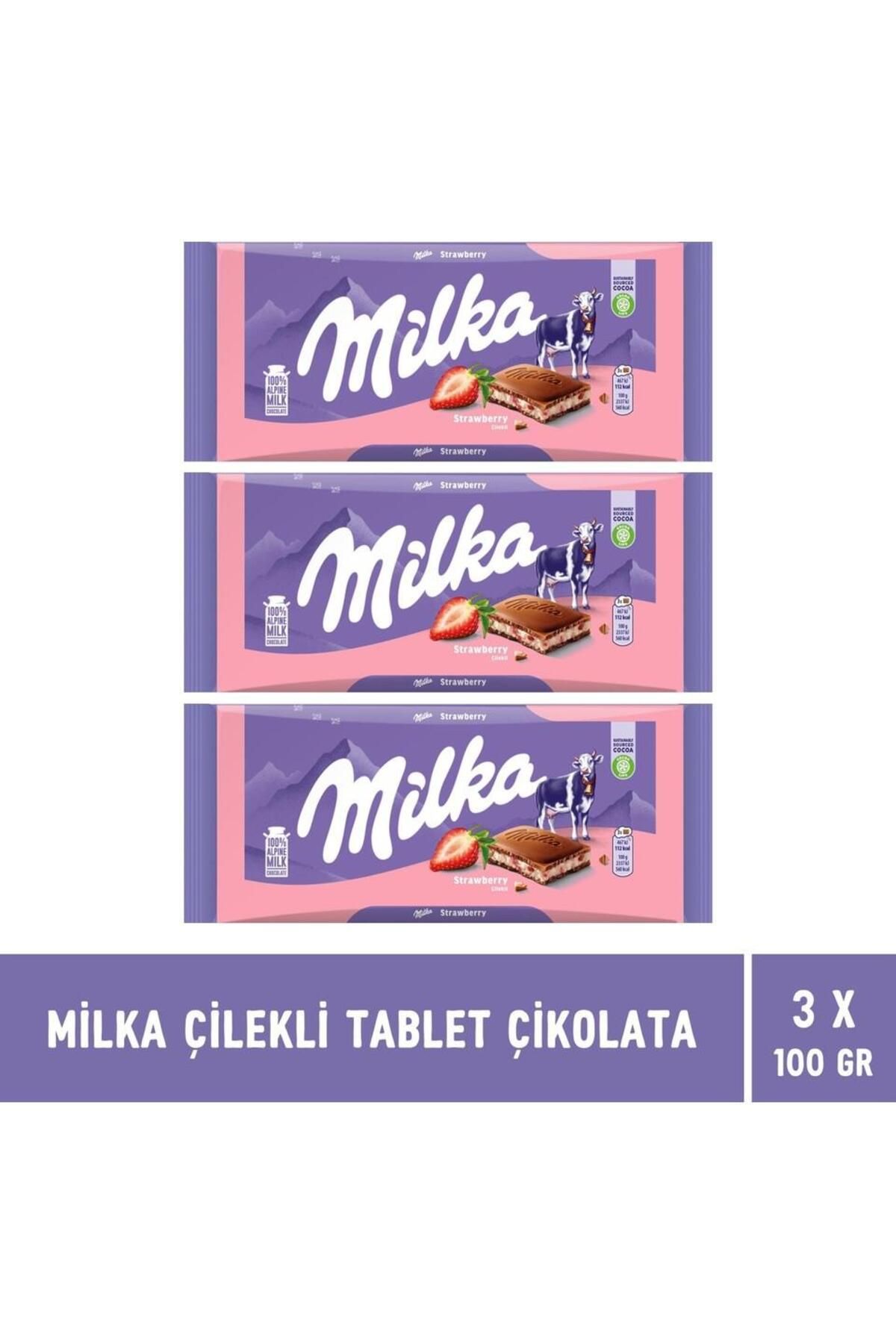 Milka Çilekli Yoğurt Tablet Çikolata 100 gr - 3 Adet