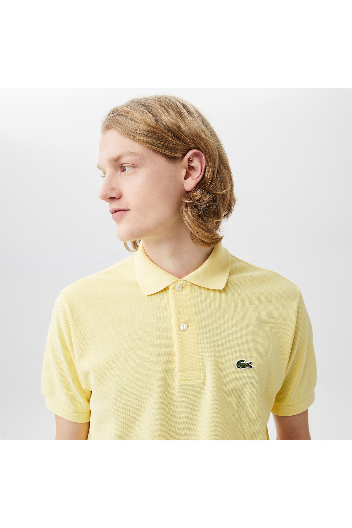 تی شرت یقه پولو زرد مردانه L.12.12 کلاسیک مناسب چوگان Lacoste