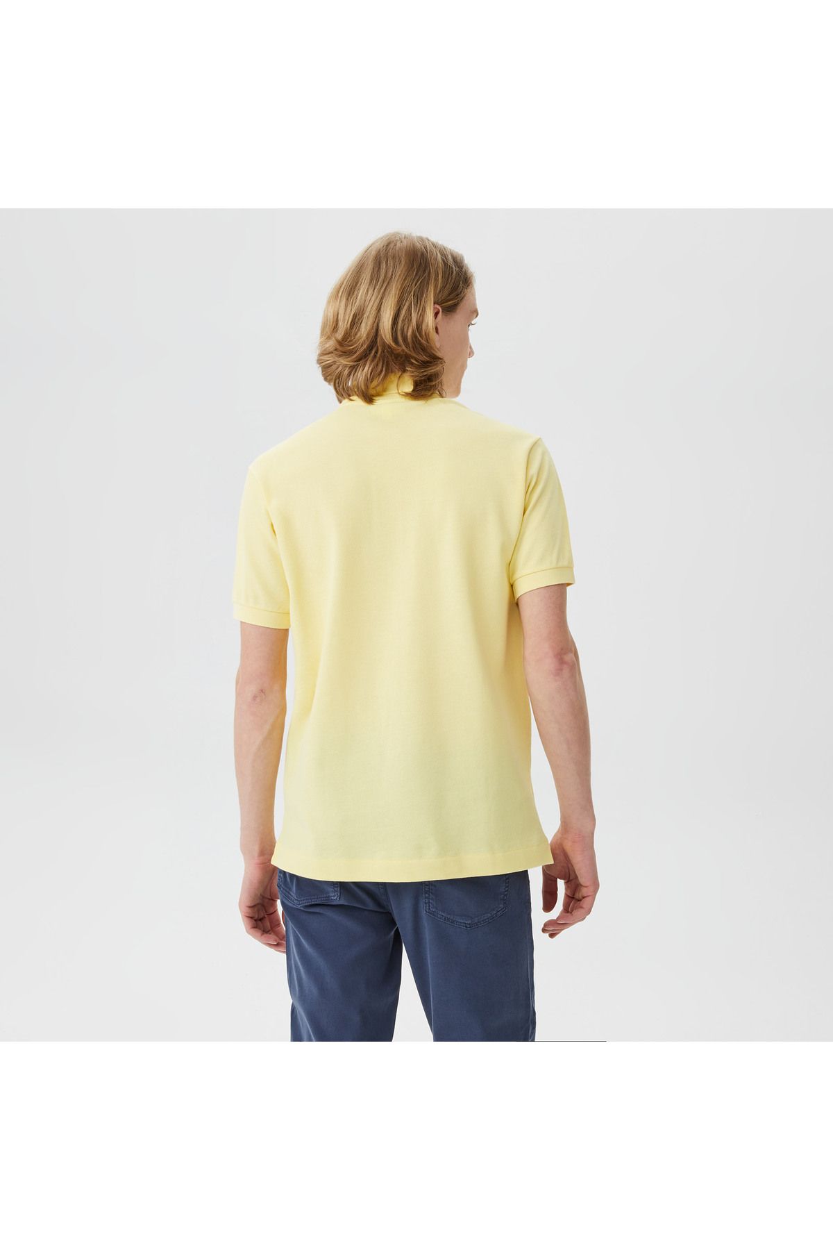 تی شرت یقه پولو زرد مردانه L.12.12 کلاسیک مناسب چوگان Lacoste