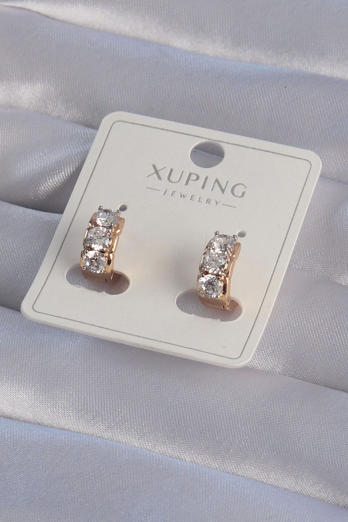 BZK ACCESSORİES XUPİNG Rose Renk Zirkon Taşlı Minimal Halka Küpe