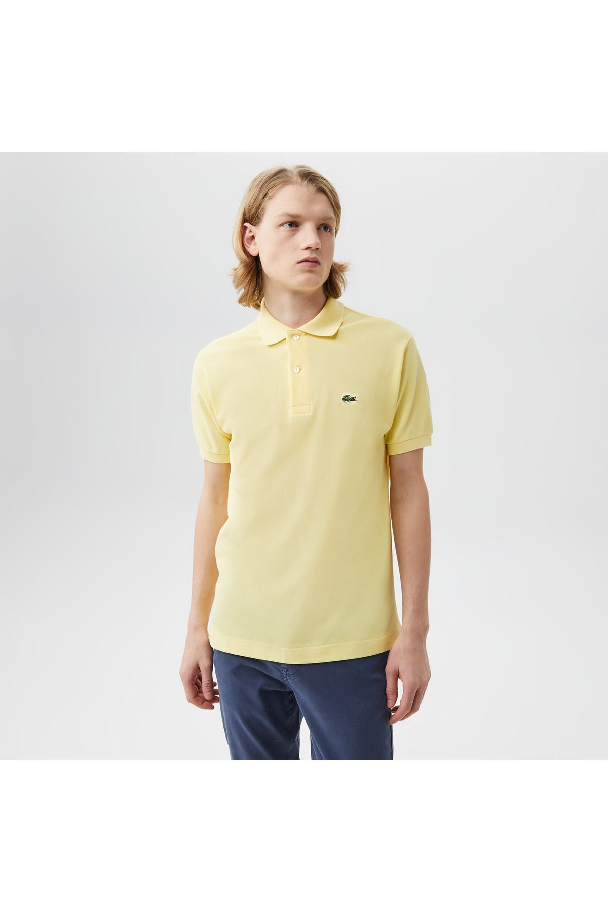تی شرت یقه پولو زرد مردانه L.12.12 کلاسیک مناسب چوگان Lacoste