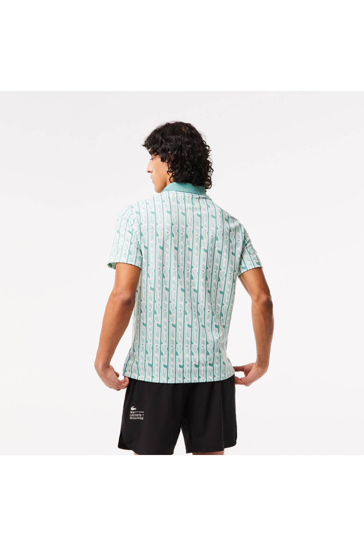 تی شرت یقه پولو سبز مردانه چوگان چاپی منظم فعال Lacoste