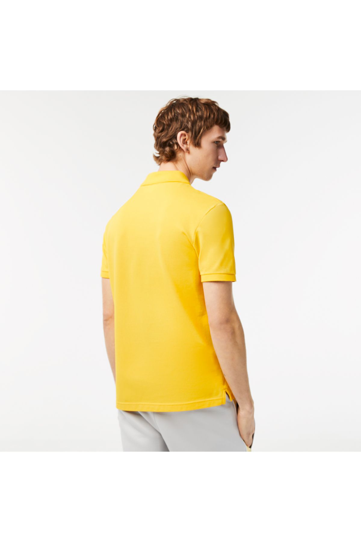 تی شرت یقه پولو زرد مردانه Slim Fit L.12.12 چوگان Lacoste