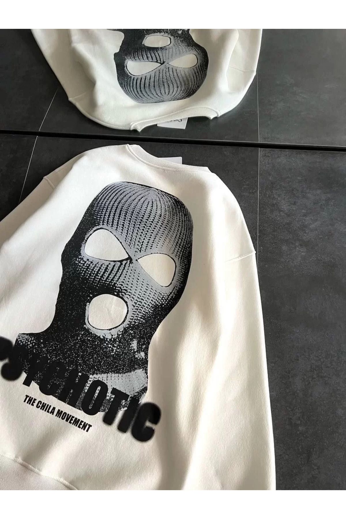 SA Alişveriş Dünyam Kışlık Bisiklet Yaka Baskılı SweatShirt - Beyaz