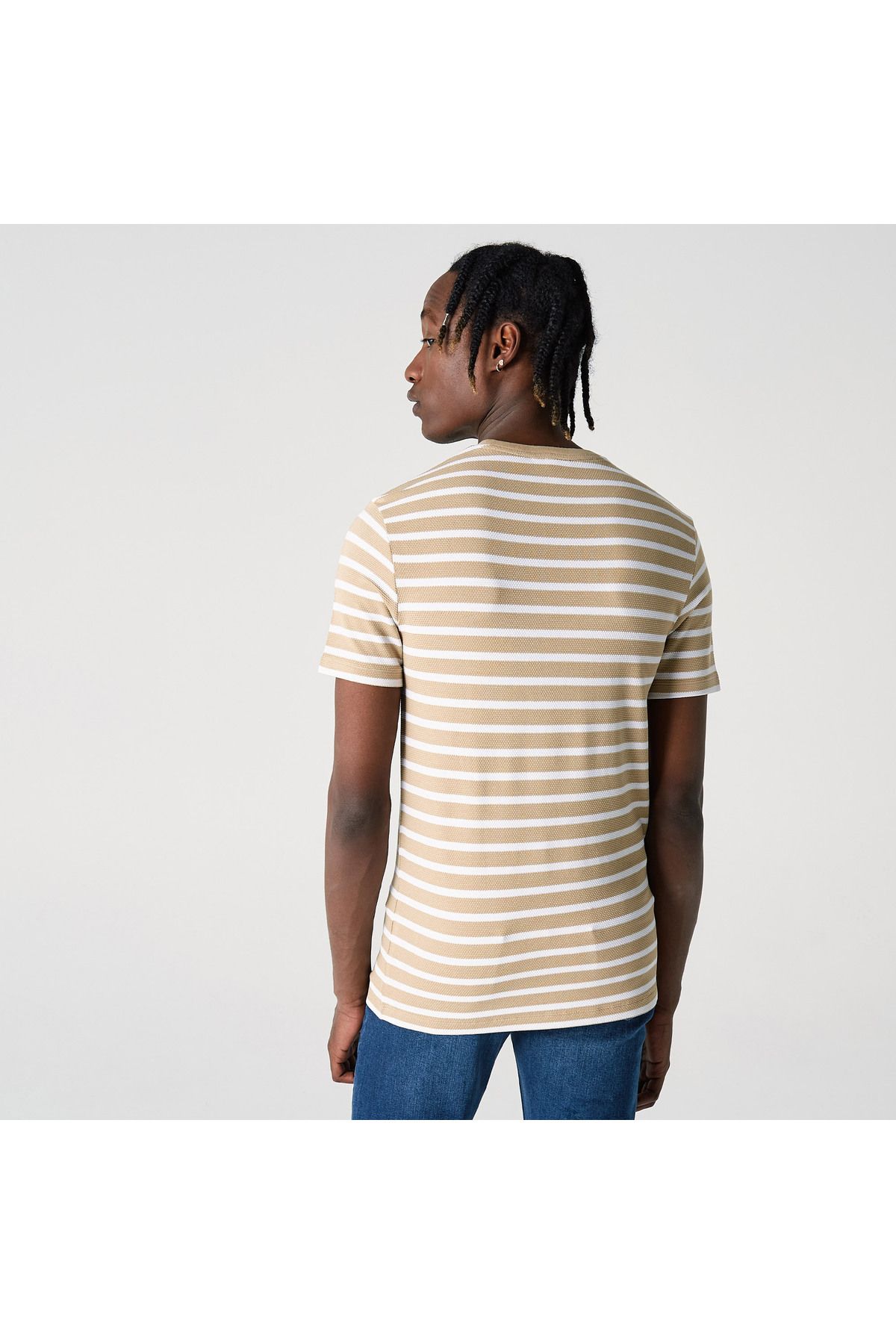 تی شرت چند رنگ مردانه قهوه ای دوچرخه سواری باریک Lacoste