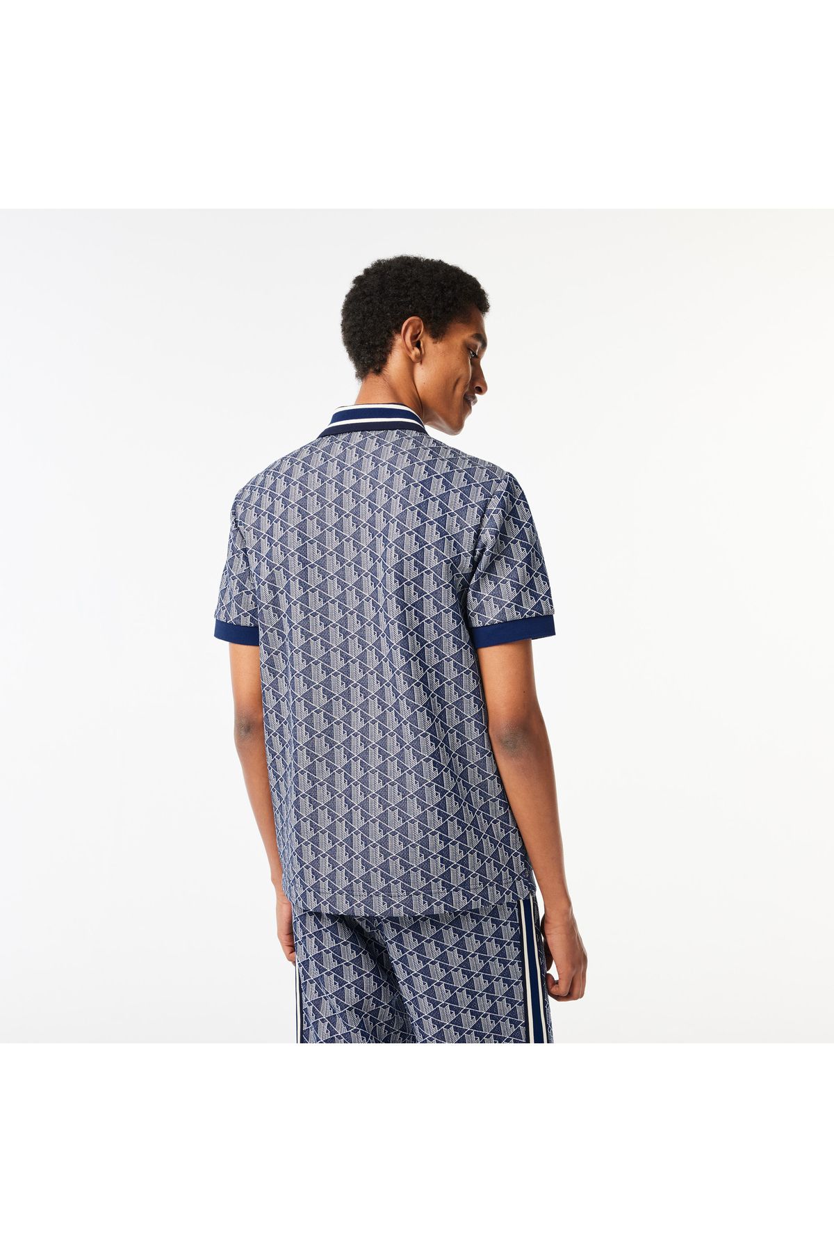 تی شرت یقه پولو آبی مردانه Monogram کلاسیک Fit Navy Blue Polo Lacoste