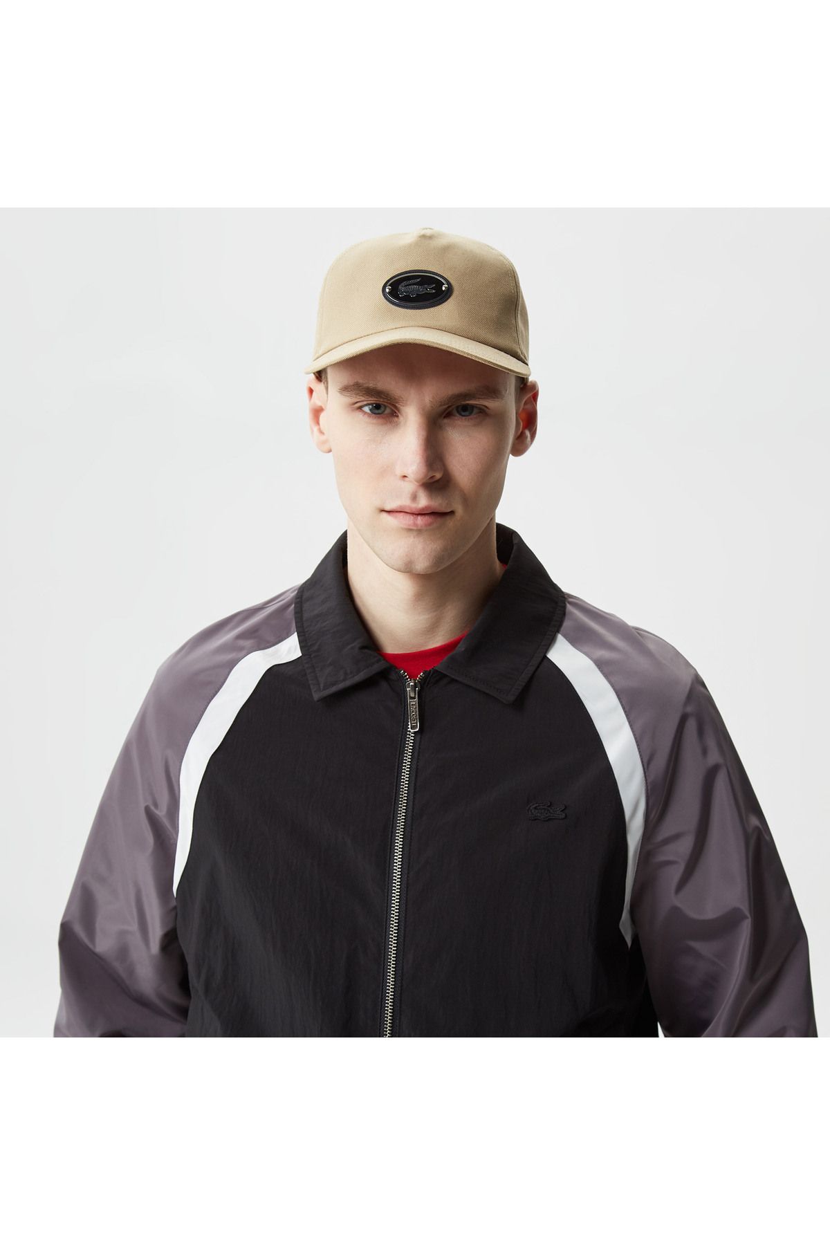 کاپشن مشکی مردانه کت یقه پیراهن رنگ بلوک Lacoste