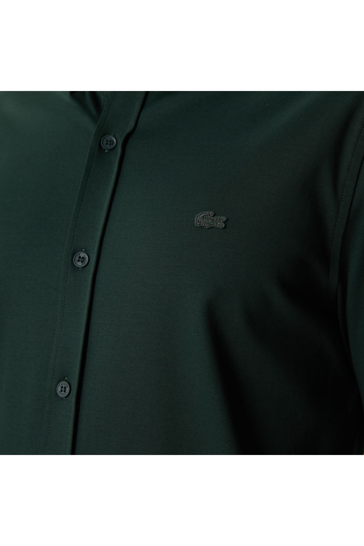 پیراهن / بلوز دکمه دار سبز مردانه باریک و اورجینال Lacoste