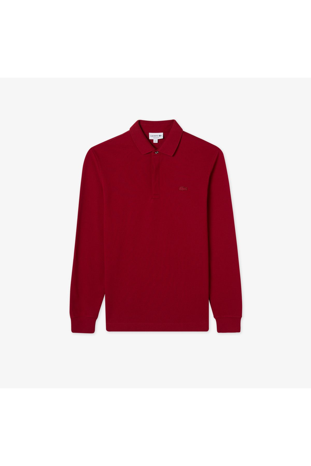 تی شرت یقه پولو قرمز مردانه آستین بلند و مناسب پاریس چوگان Lacoste