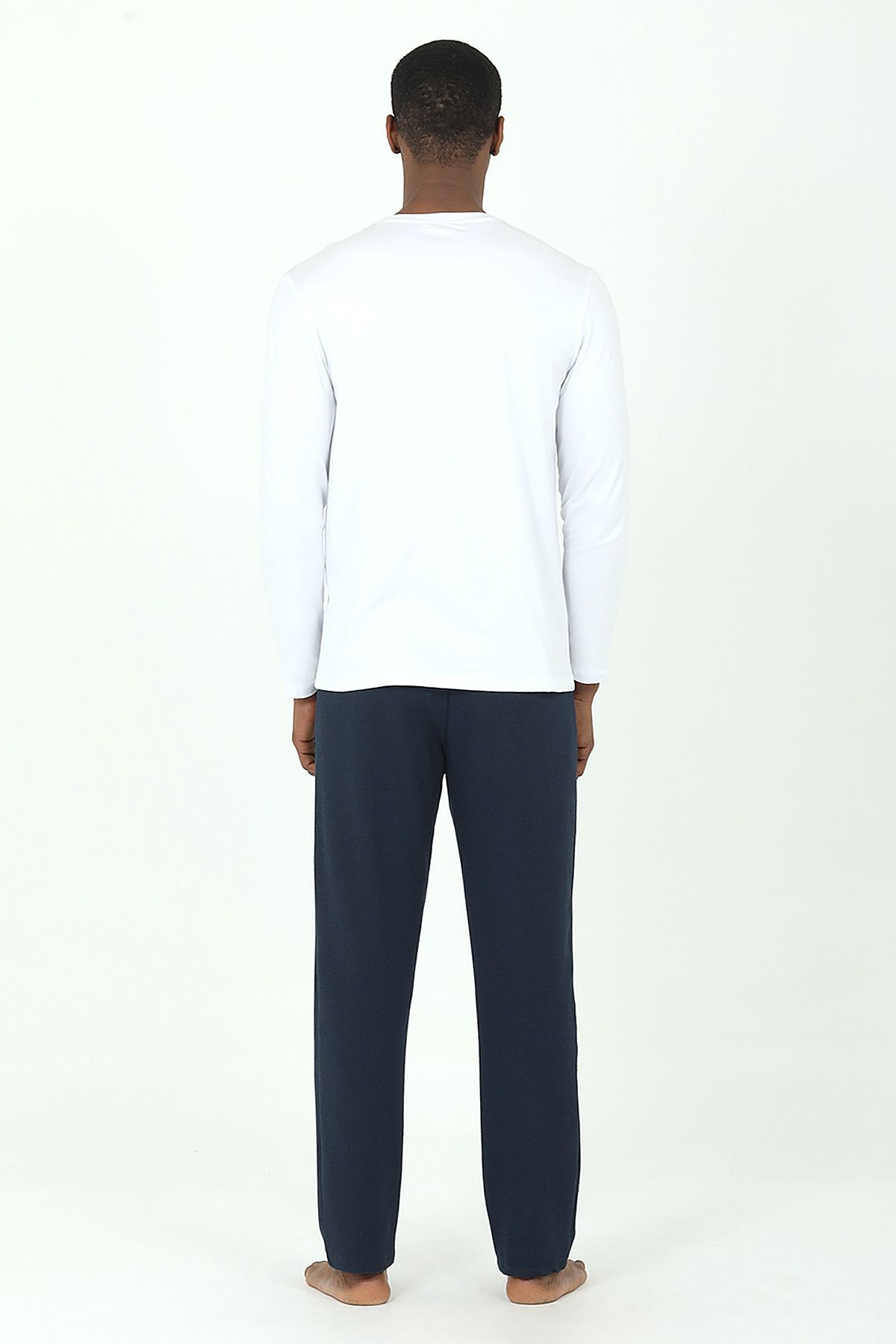 ست پیژامه مردانه لباس خواب وافل داماد DS NAVY BLUE Damat