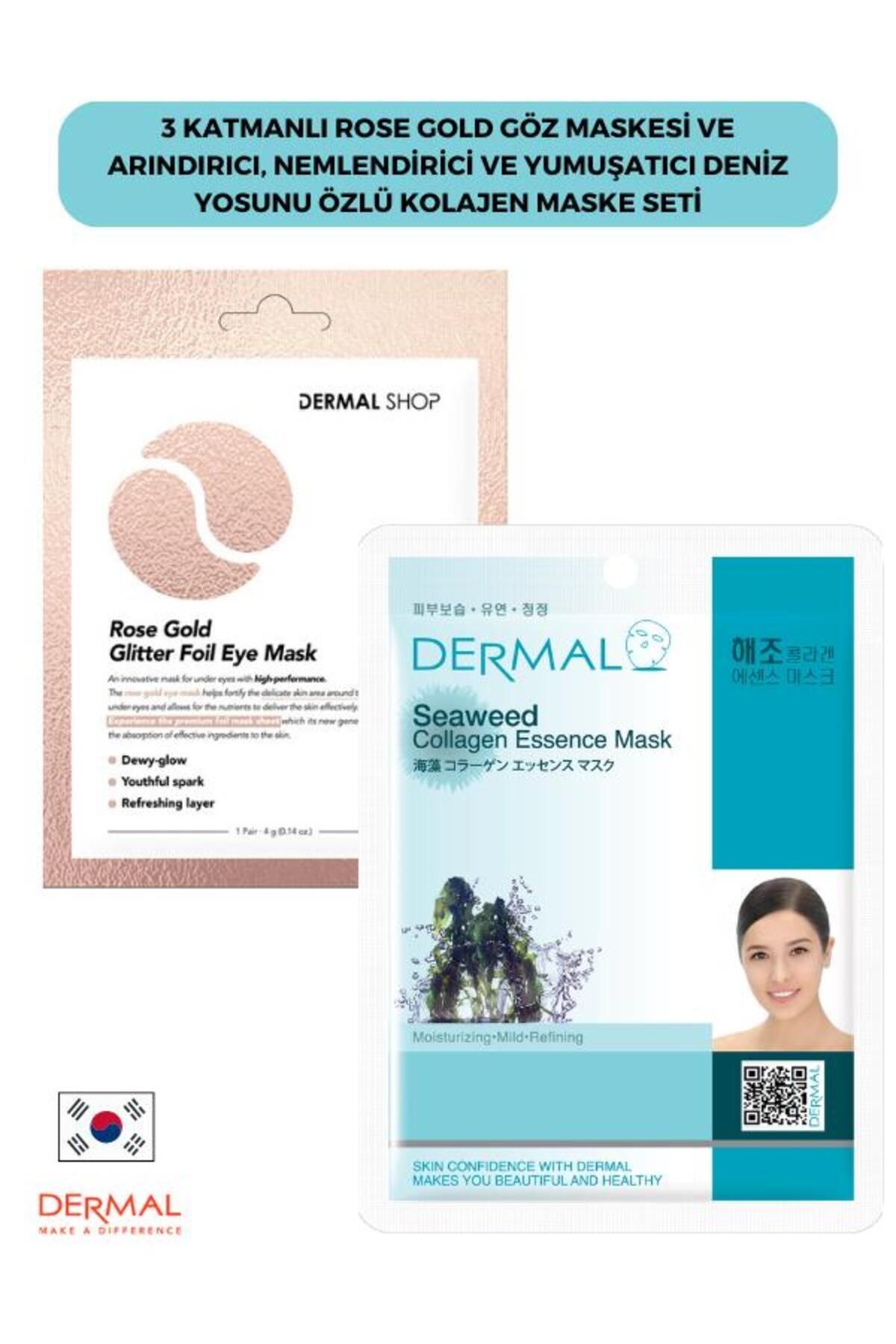 Dermal-Rose Eye Mask - 3-layer, Moisturizing and Softening Collagen Mask with Seaweed Extract 1