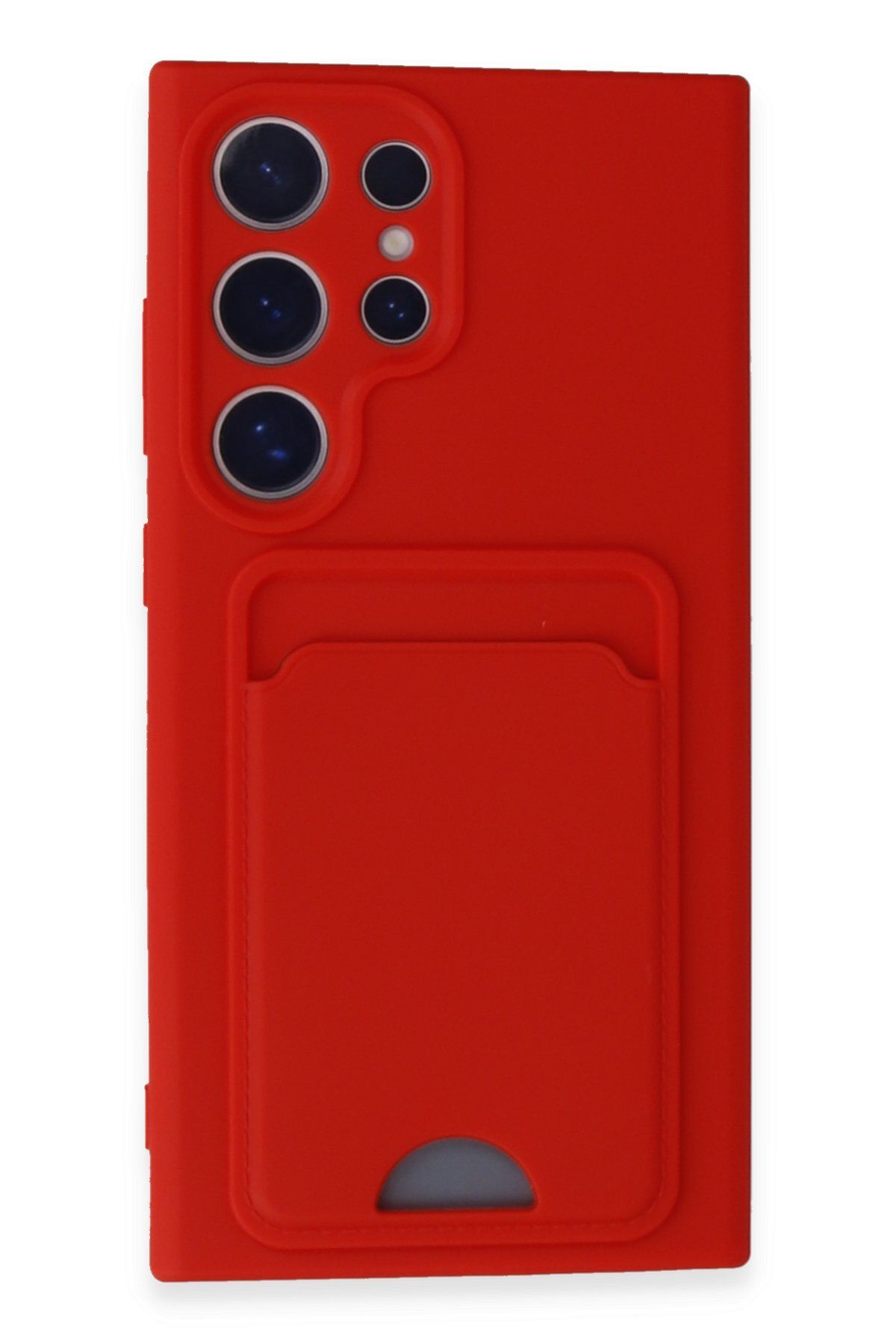 NewFace Galaxy S24 Ultra uyumlu Kılıf Kelvin Kartvizitli Silikon - Kırmızı GLSTD