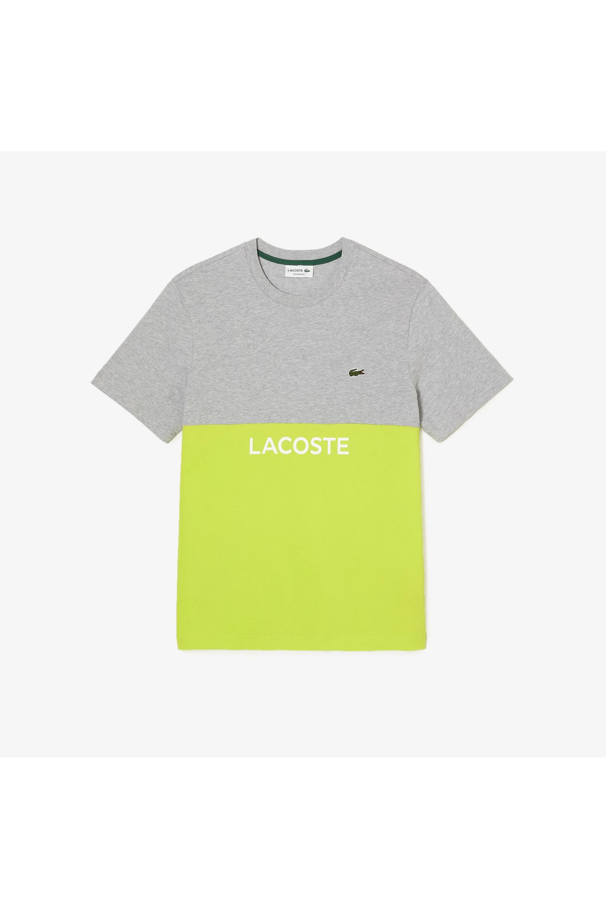 تی شرت زرد مردانه رنگ یقه دوچرخه مناسب Blok Lacoste