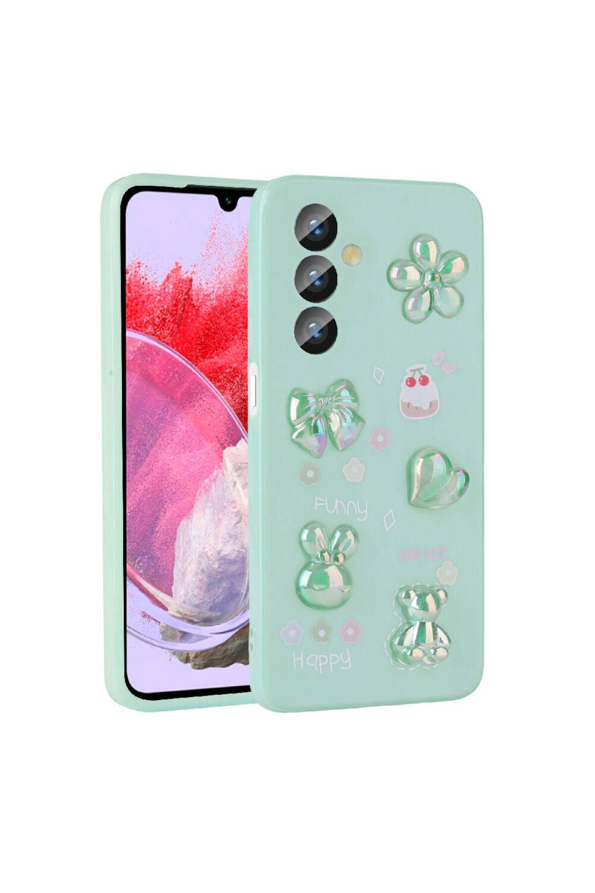 Lokal Marketing Galaxy M34 5G Kılıf Kabartma Figürlü Parlak Zore Toys Silikon Kapak