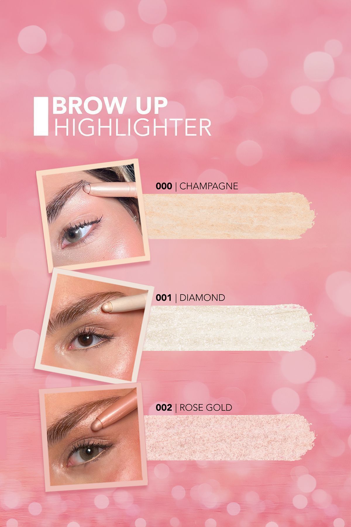 مداد هایلایتر ابرو با قابلیت آسانسوری رنگ قهوه‌ای کمرنگ -brow Up Highlighter Pencil-000 Champagne-8690604622269