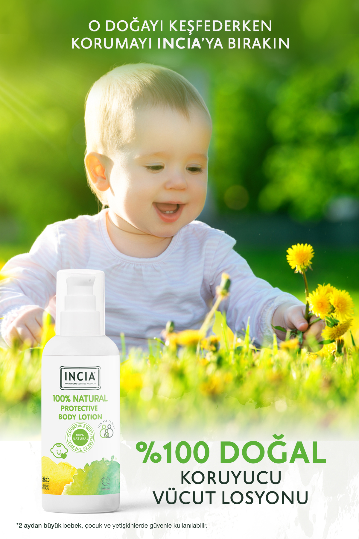 INCIA %100 Doğal Koruyucu Vücut Losyonu Sprey Yenidoğan Bebek Çocuk Limon Okaliptus Vegan 100 ml fotoğrafı 5 (önizleme)