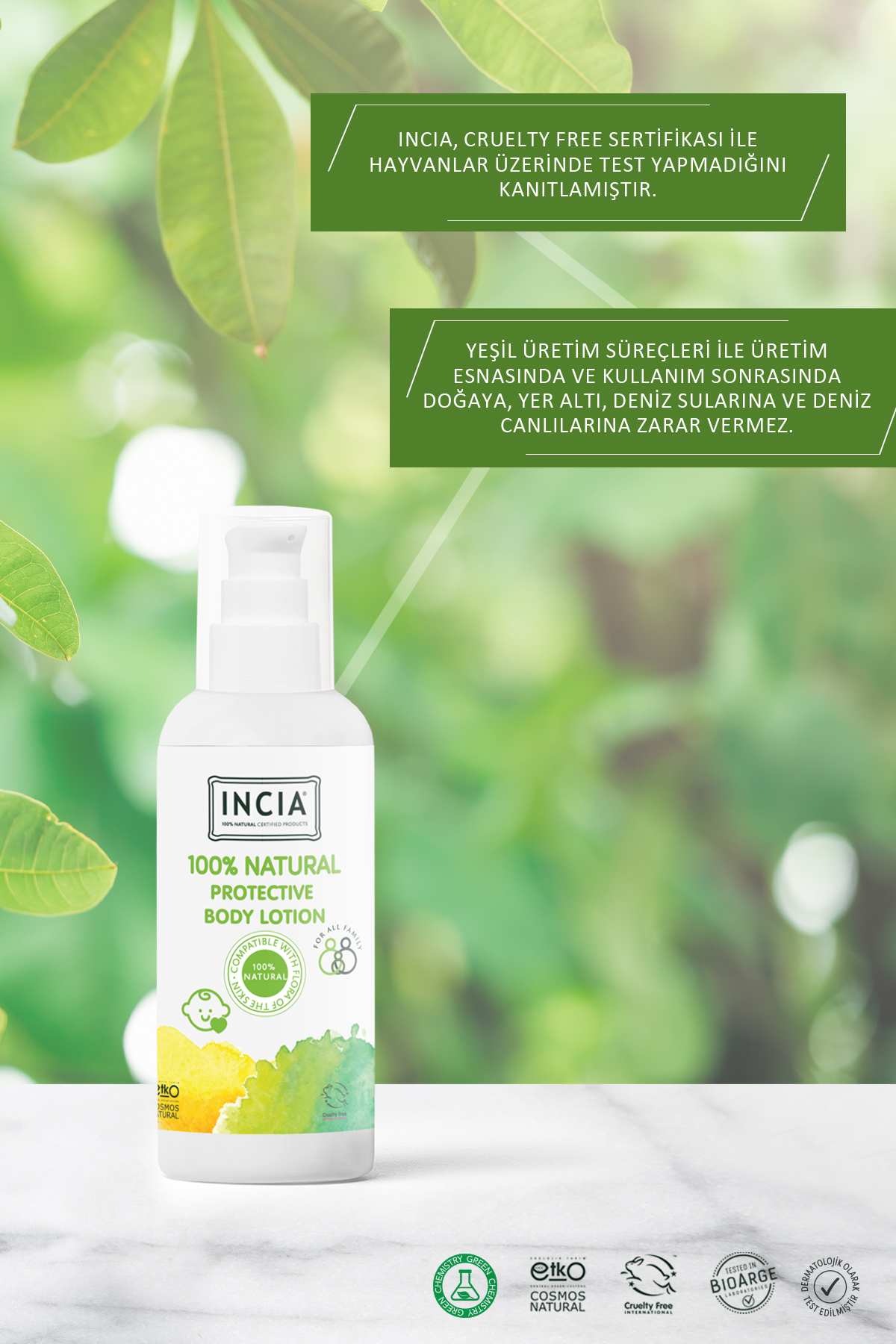 INCIA %100 Doğal Koruyucu Vücut Losyonu Sprey Yenidoğan Bebek Çocuk Limon Okaliptus Vegan 100 ml fotoğrafı 6 (önizleme)