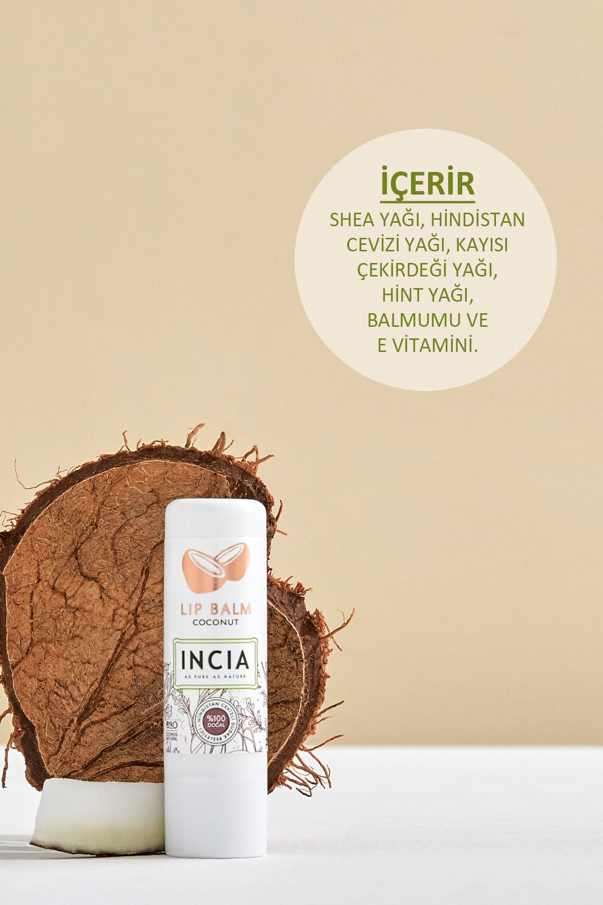 Incia-100% Natural Lip Nourishing Coconut Herbal Moisturizing Lip Care Cream 6 Gr 5