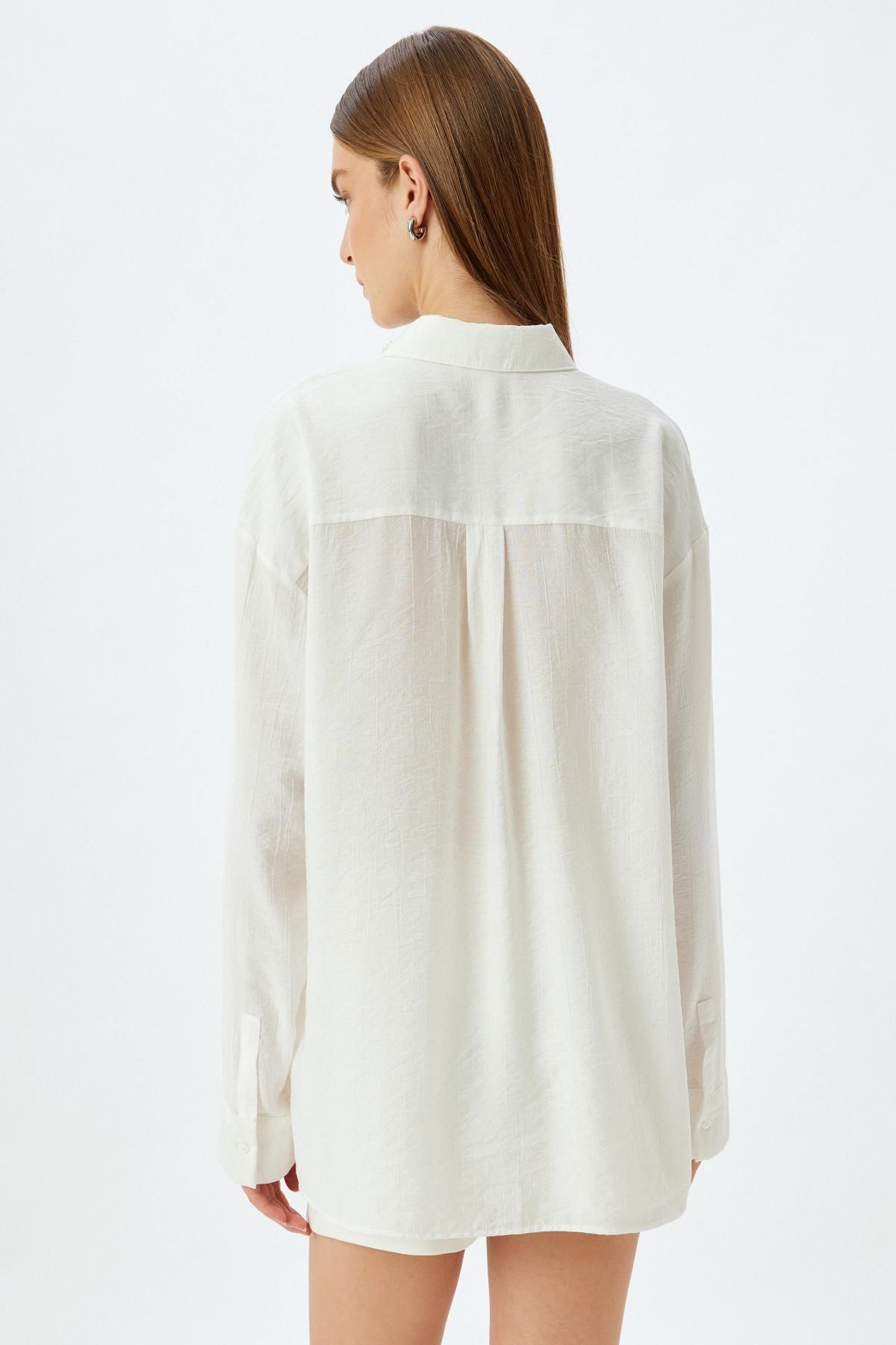 Koton-Off-White Women's Shirt 5Wak60038Ew 4