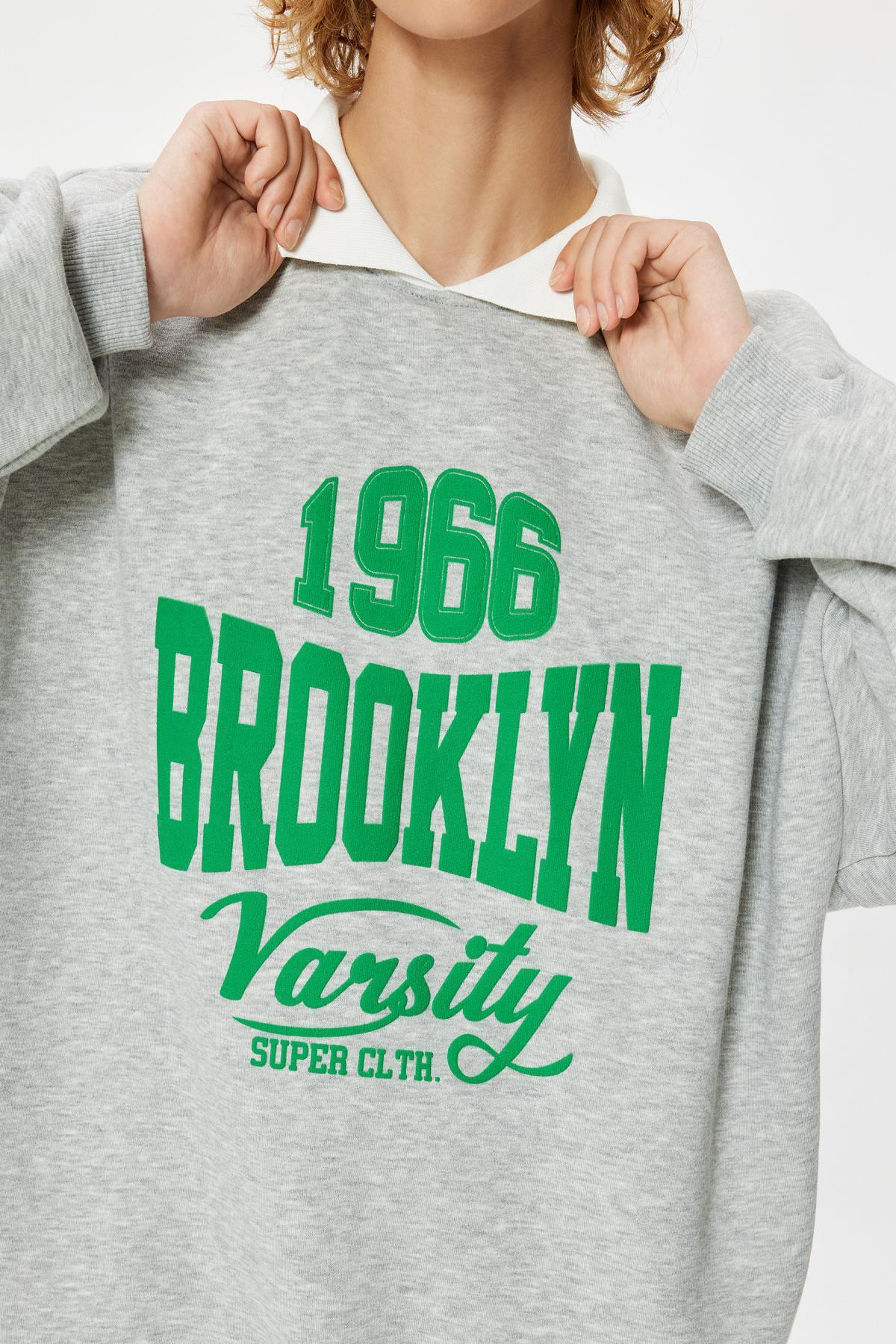 سویشرت زنانه خاکستری کوتونKoton | 5WAL10285IK اورجینال - تصویر 5