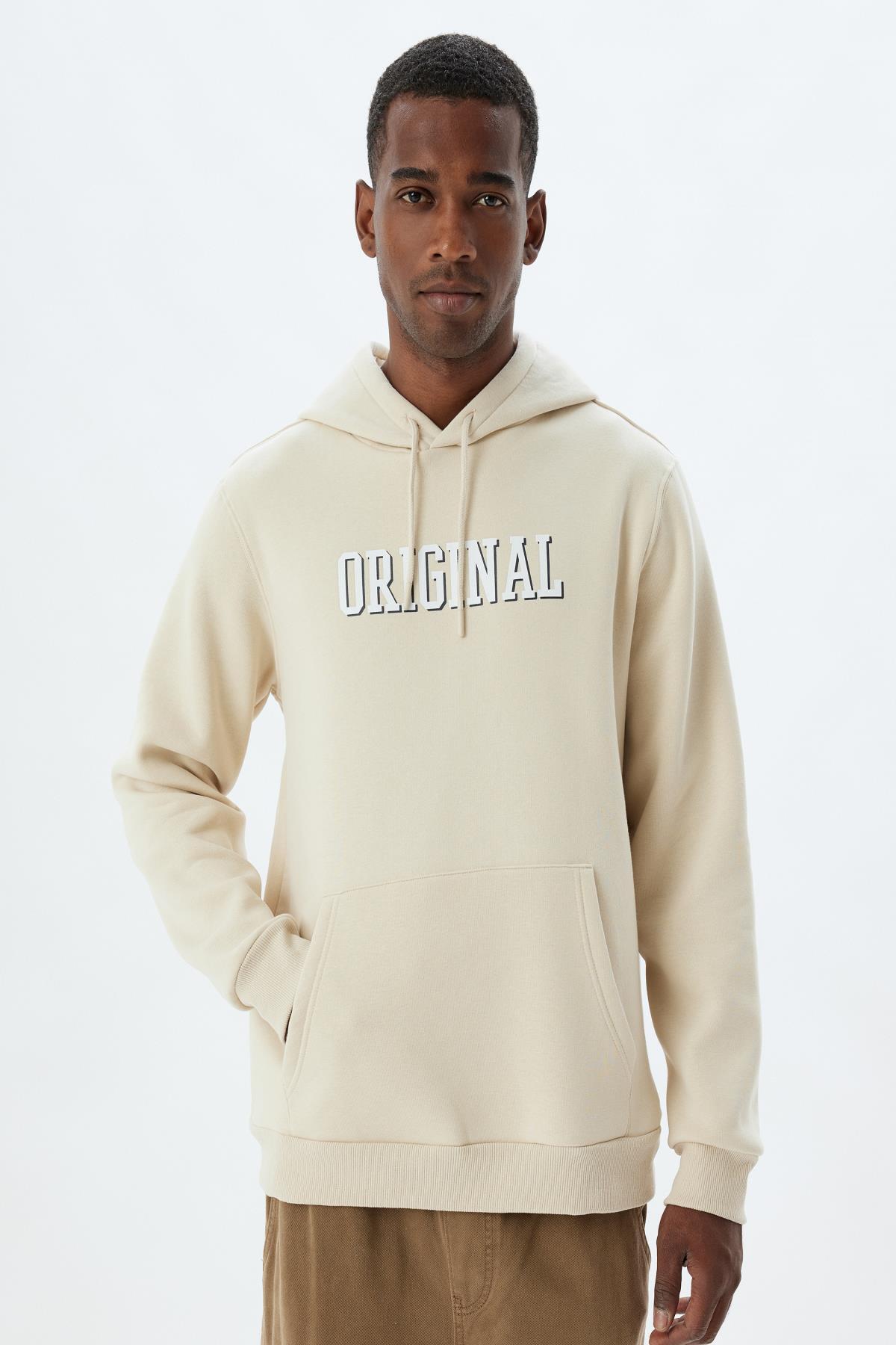 سویشرت مردانه بژ کوتون | 5WAM70103MK اورجینال - تصویر 3