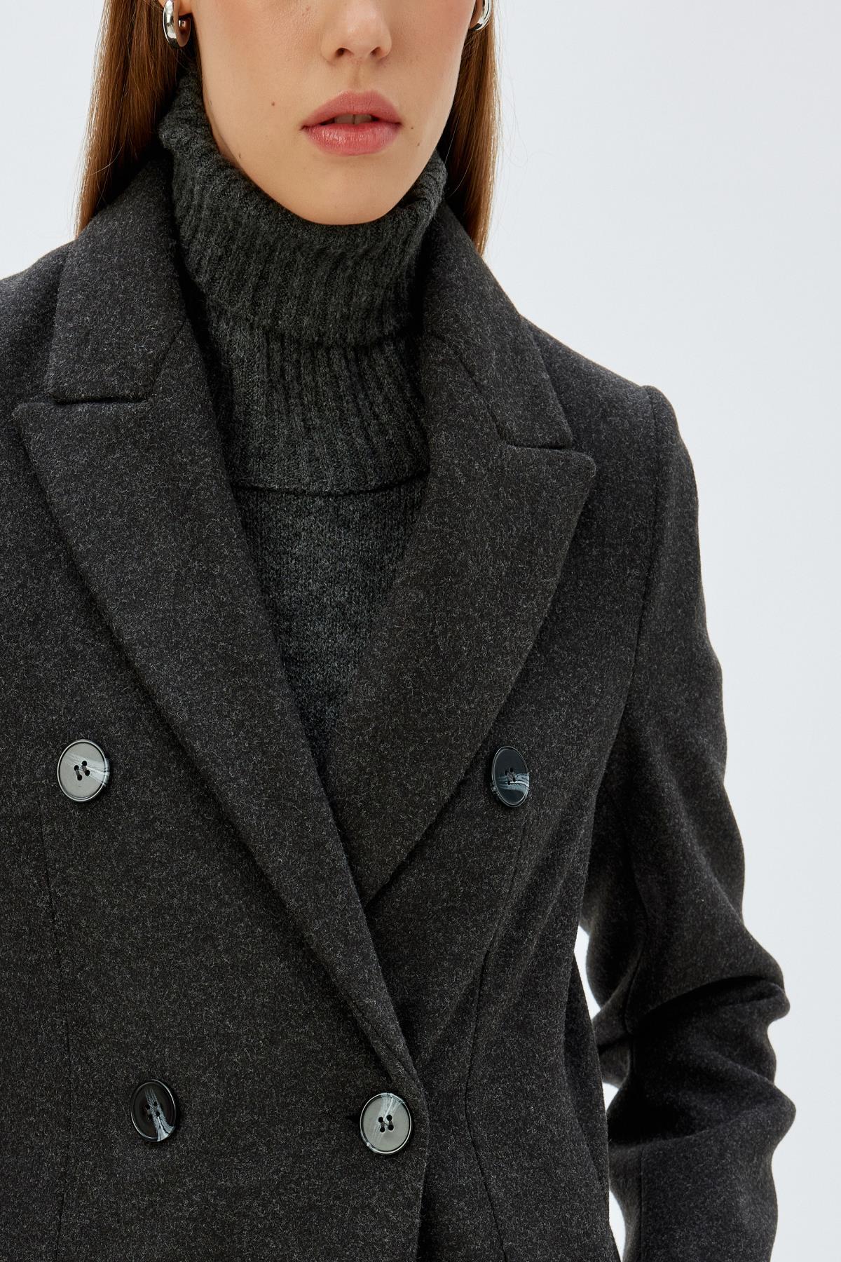 Koton  Antrasit Kadın Kaban 5WAK00032EW - Görsel 5