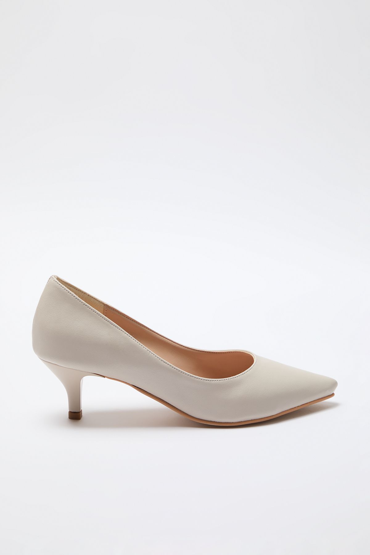 TRENDYOL SHOES-Beige Pointed Toe Women's Classic Kitten Heeled Shoes Takaw25To00022 4