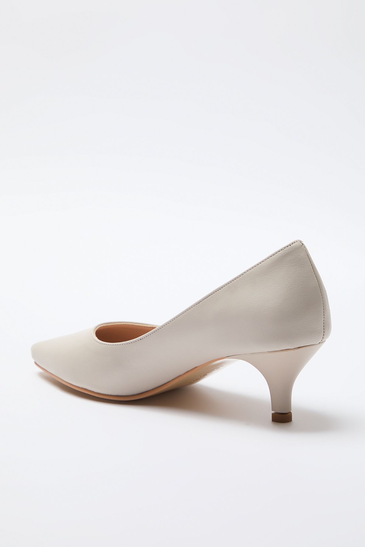 TRENDYOL SHOES-Beige Pointed Toe Women's Classic Kitten Heeled Shoes Takaw25To00022 5