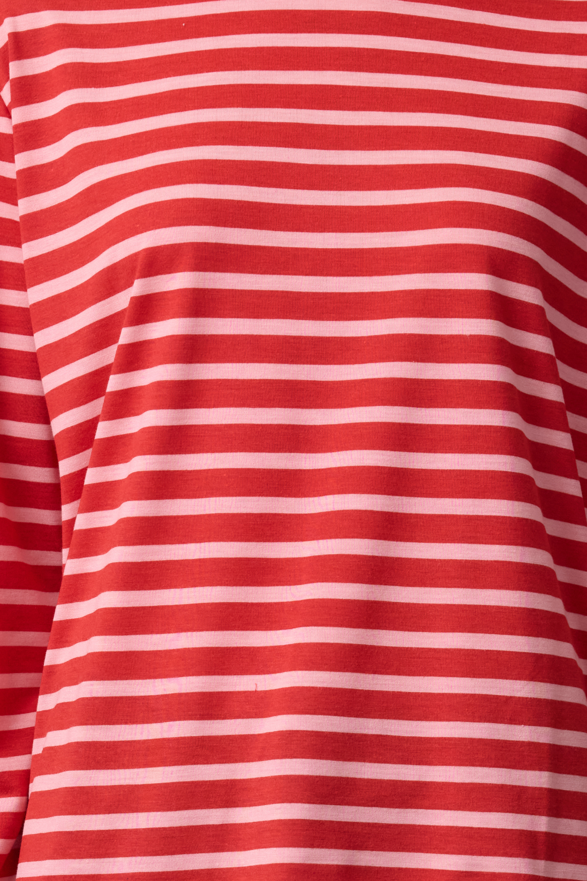 Trendyolmilla  Kırmızı-Pembe Çizgili Regular/Normal Kalıp Basic Bisiklet Yaka Örme T-Shirt TWOAW23TS00002 - Görsel 3