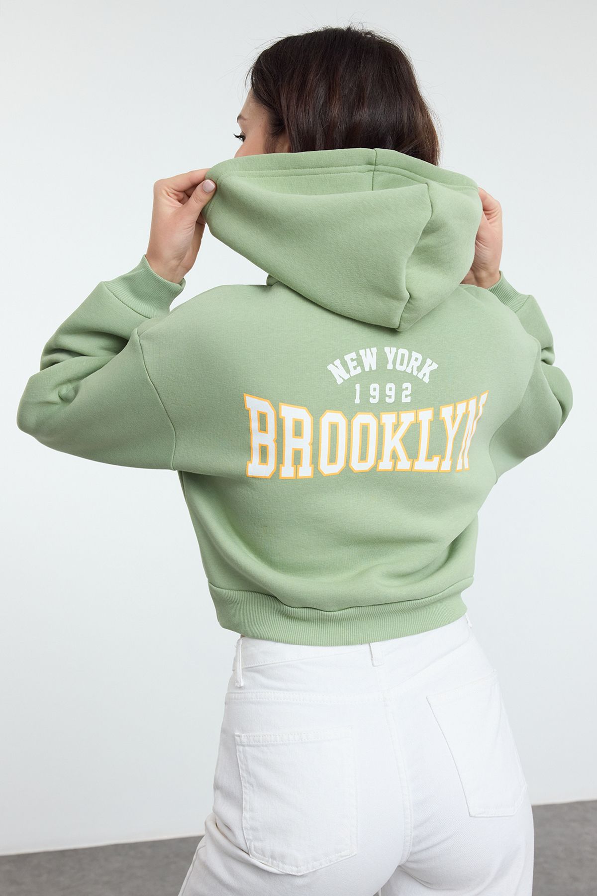 Trendyol Collection Menta*001 - Vastag belső pulóver kapucnival és gyapjúval Twoaw22sw0711