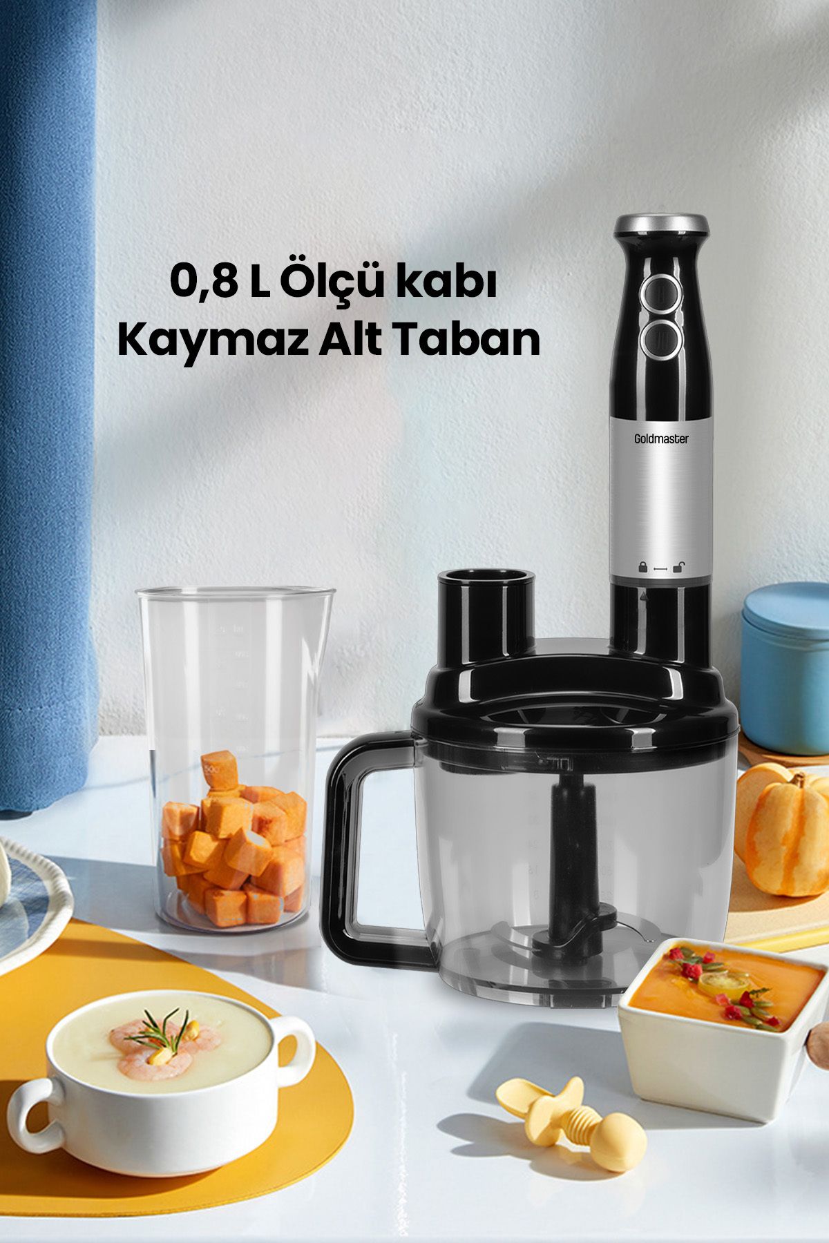 GOLDMASTER-Fastrobot Inox Stainless Steel 8 in 1 Multi-Purpose Food Processor Multi Blender Set 7