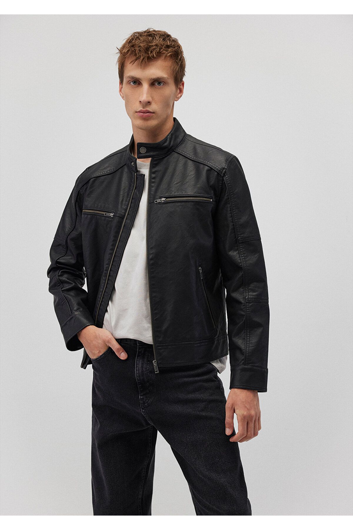 Mavi-Black Faux Leather Slim Fit Jacket - 0110438 -71379 2