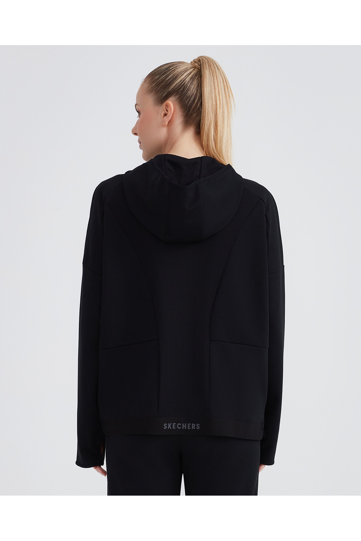 SKECHERS W 2XI-Lock Full Zip Hoodie Sweatshirt Kadın Siyah Fermuarlı Eşofman Üstü S232209-001 görsel 5