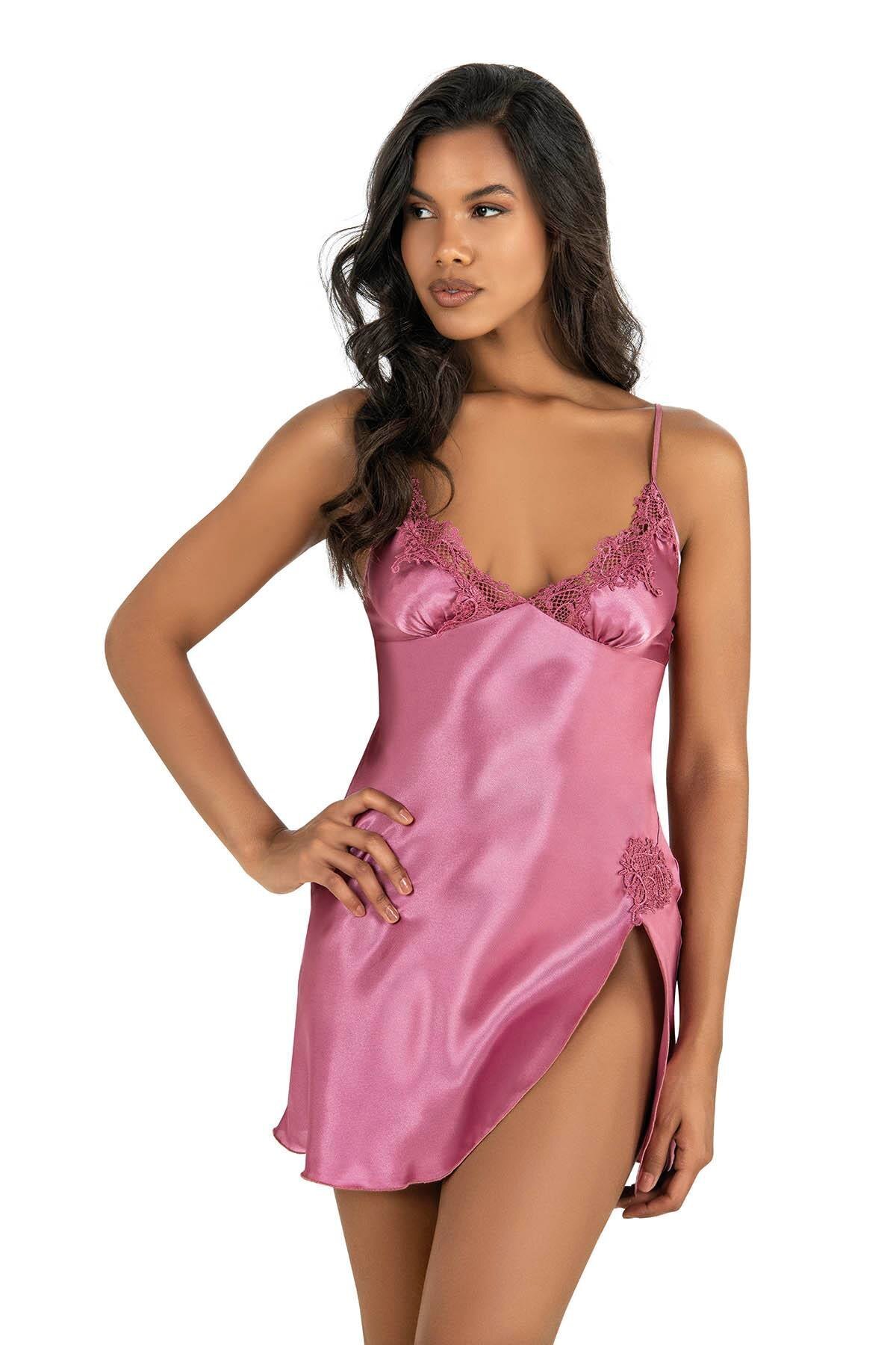 Primoda Gülkurusu Kısa Saten Gecelik 8242