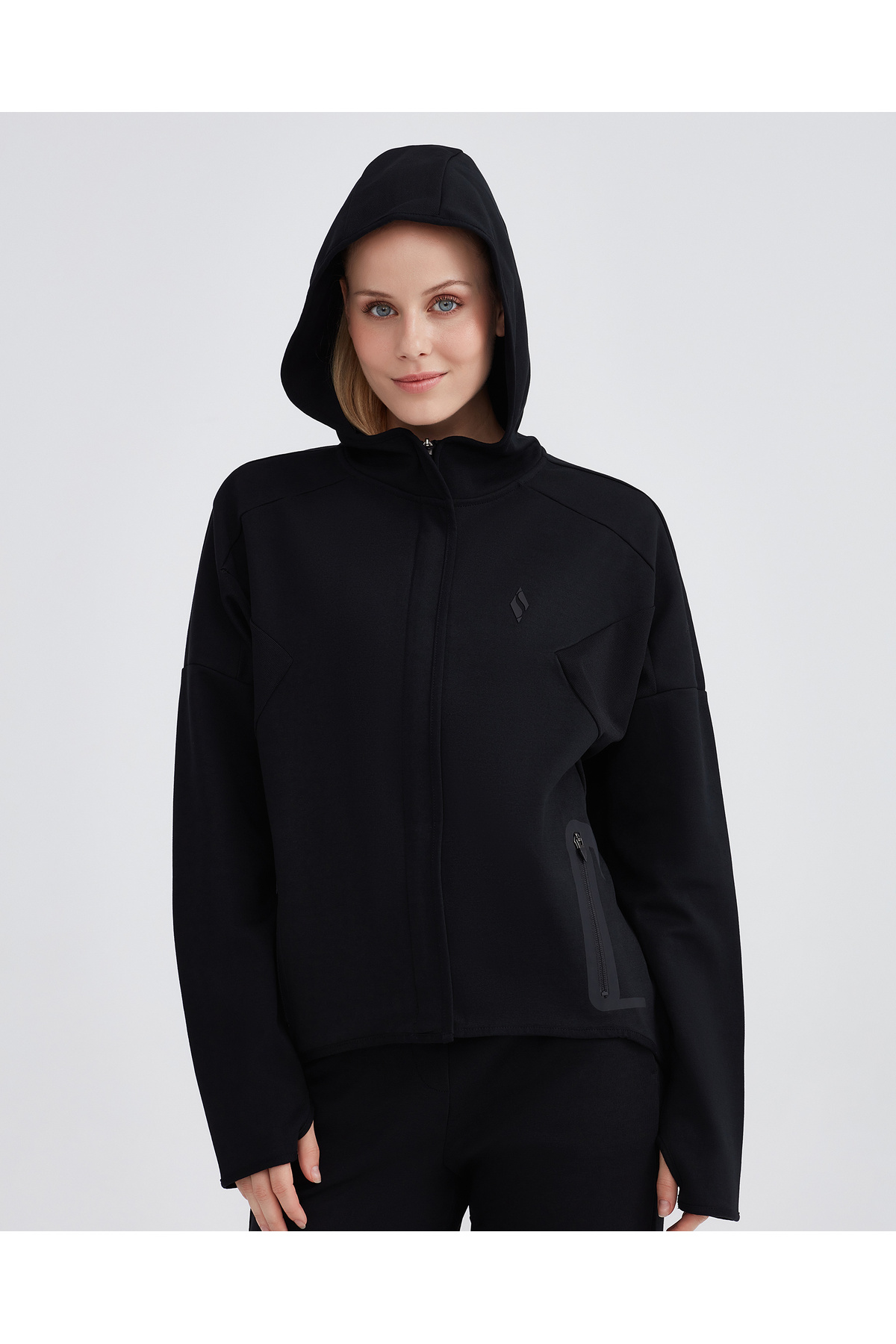 SKECHERS W 2XI-Lock Full Zip Hoodie Sweatshirt Kadın Siyah Fermuarlı Eşofman Üstü S232209-001 görsel 4