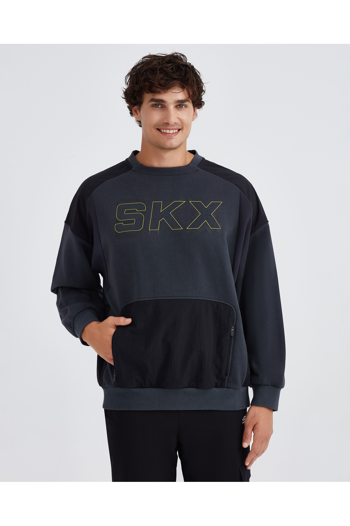 SKECHERS M LW Fleece Crew Neck Sweatshirt Erkek Gri Sweatshirt S232277-040 görsel 7