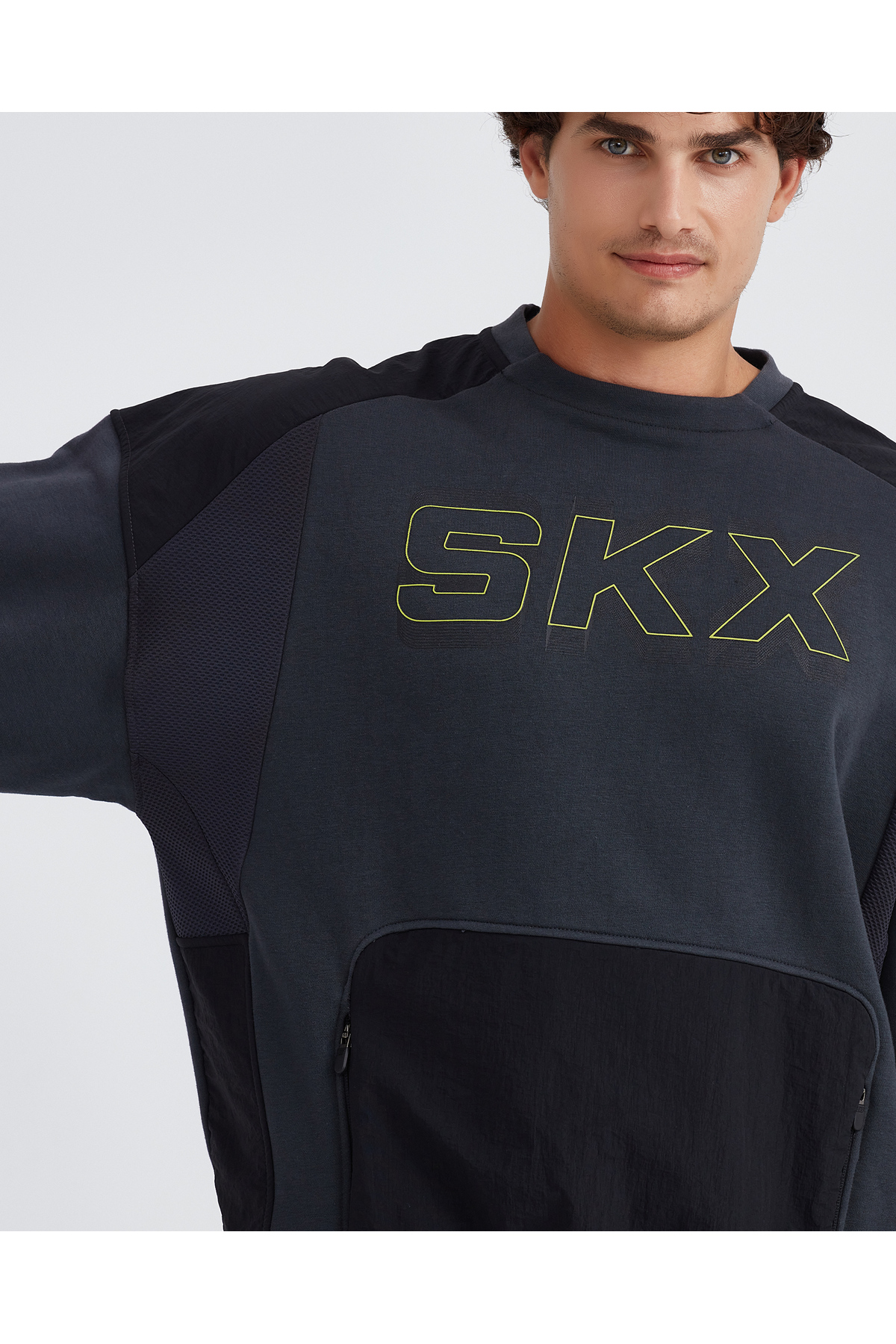 SKECHERS M LW Fleece Crew Neck Sweatshirt Erkek Gri Sweatshirt S232277-040 görsel 6