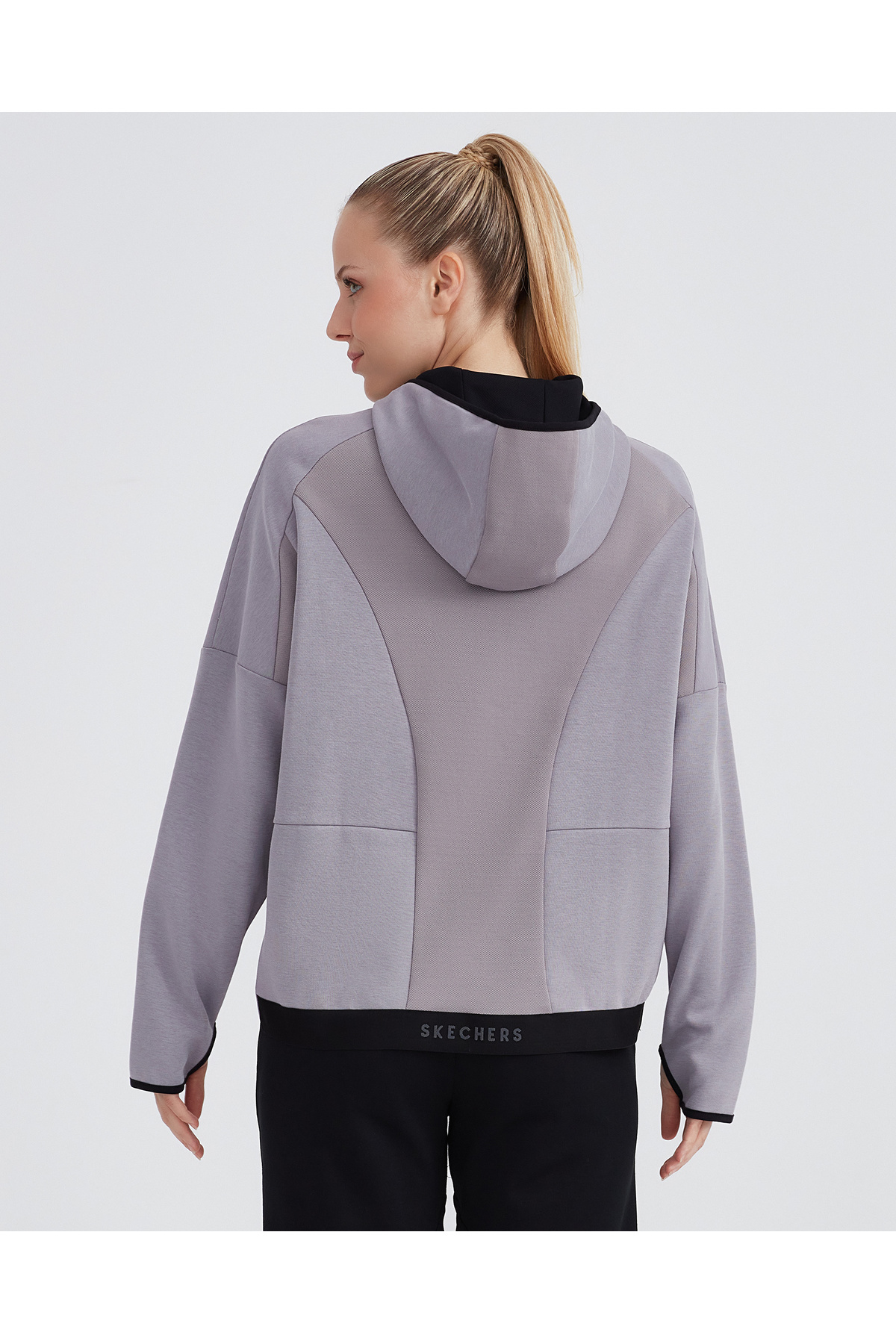 SKECHERS W 2XI-Lock Full Zip Hoodie Sweatshirt Kadın Pembe Fermuarlı Eşofman Üstü S232209-506 görsel 5