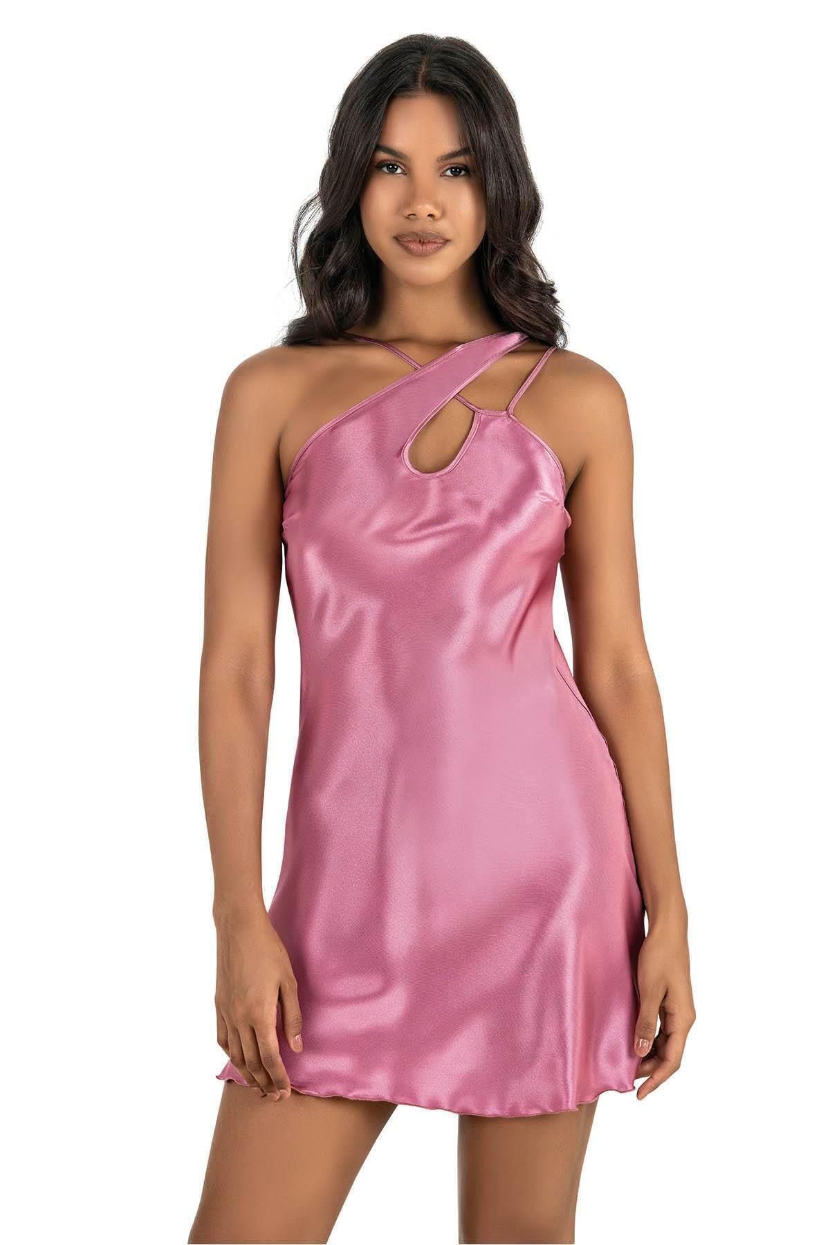 Primoda Gülkurusu Kısa Saten Gecelik 8207